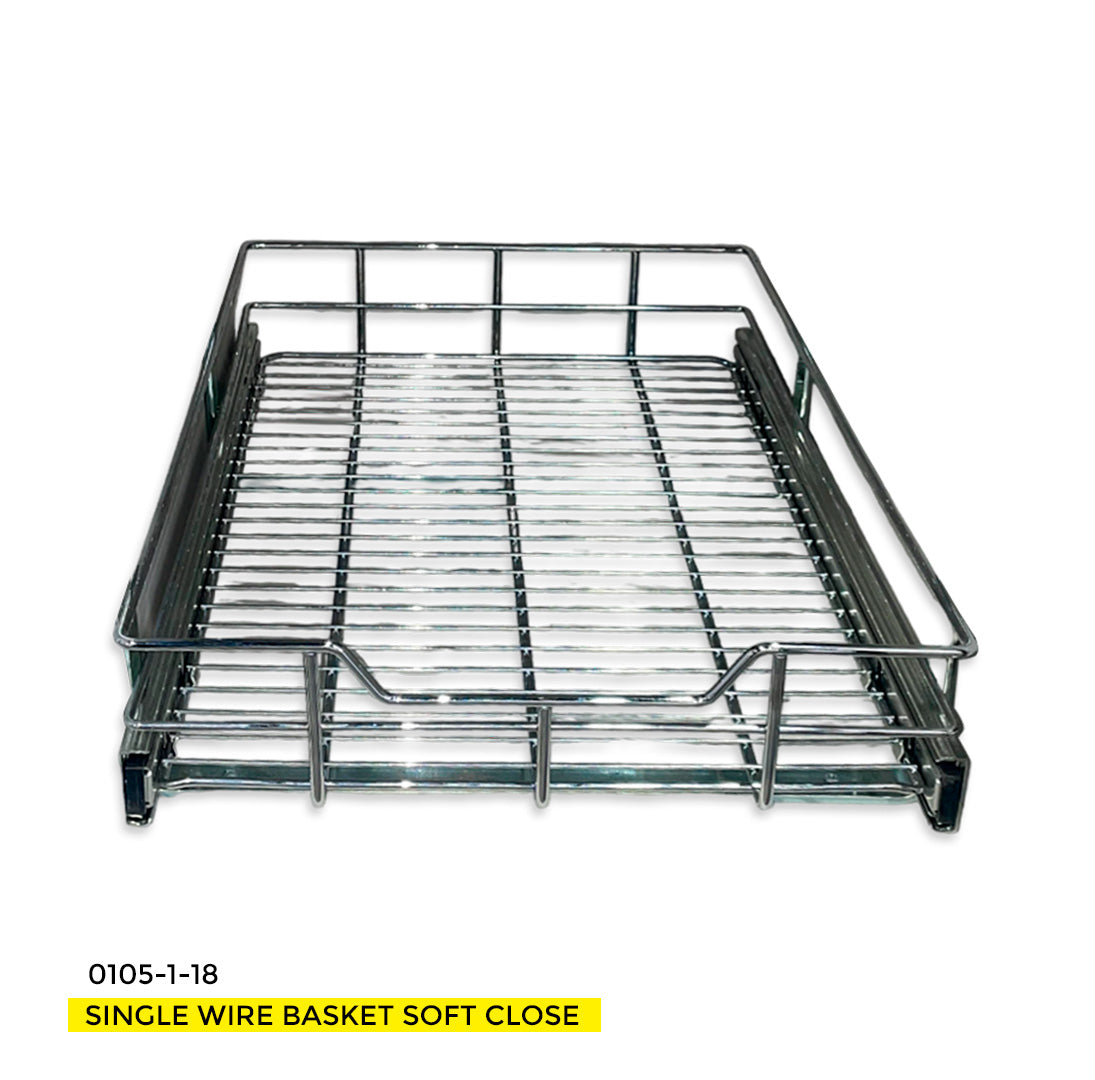 18'' SINGLE WIRE BASKET SOFT CLOSE (H: 6" - W: 17 1/2" - D: 22")