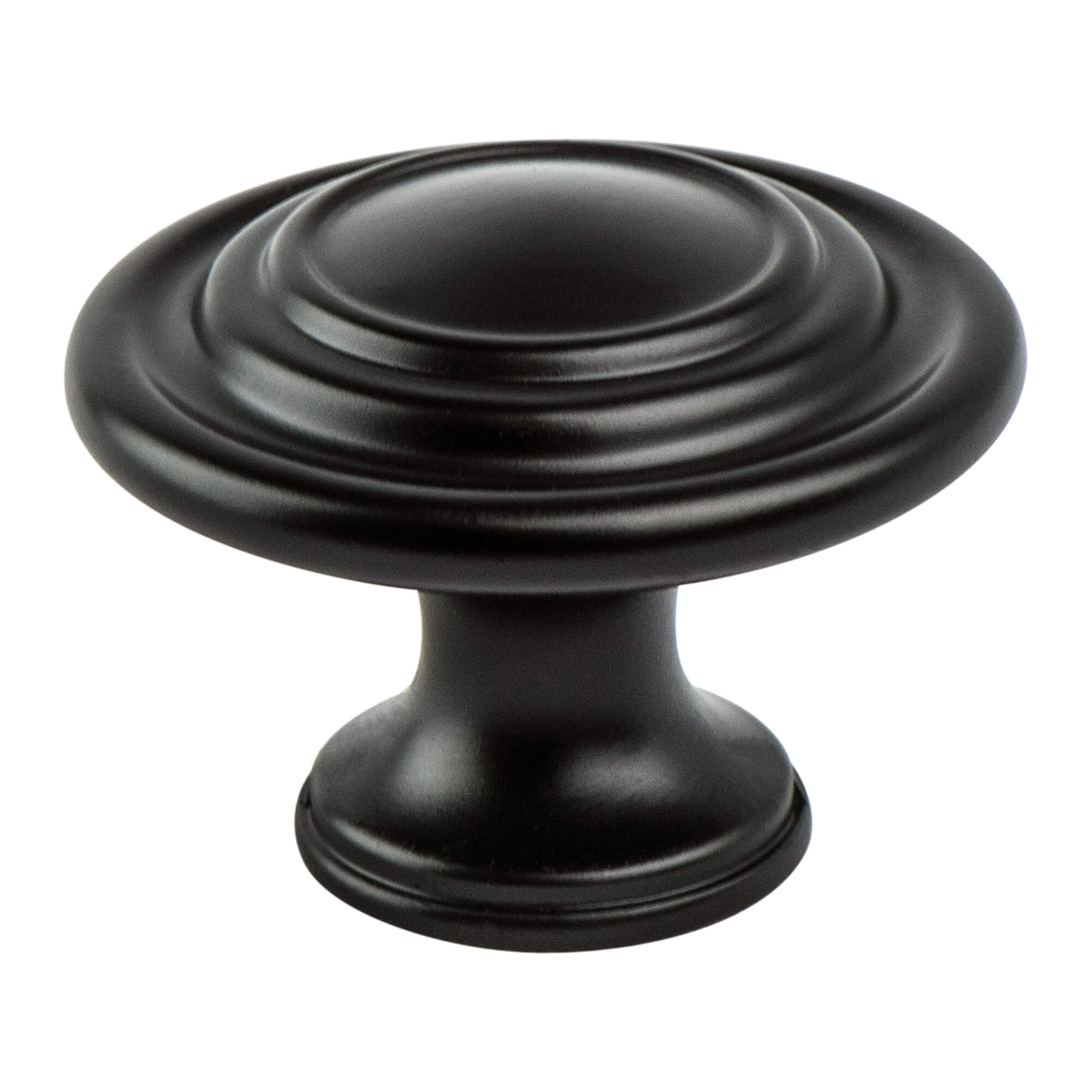Traditional Advantage Four Matte Black Ringed Knob