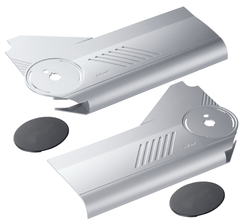 AVENTOS HL lift up, cover cap large, plain, right+left  Light gray/stainless steel brushed