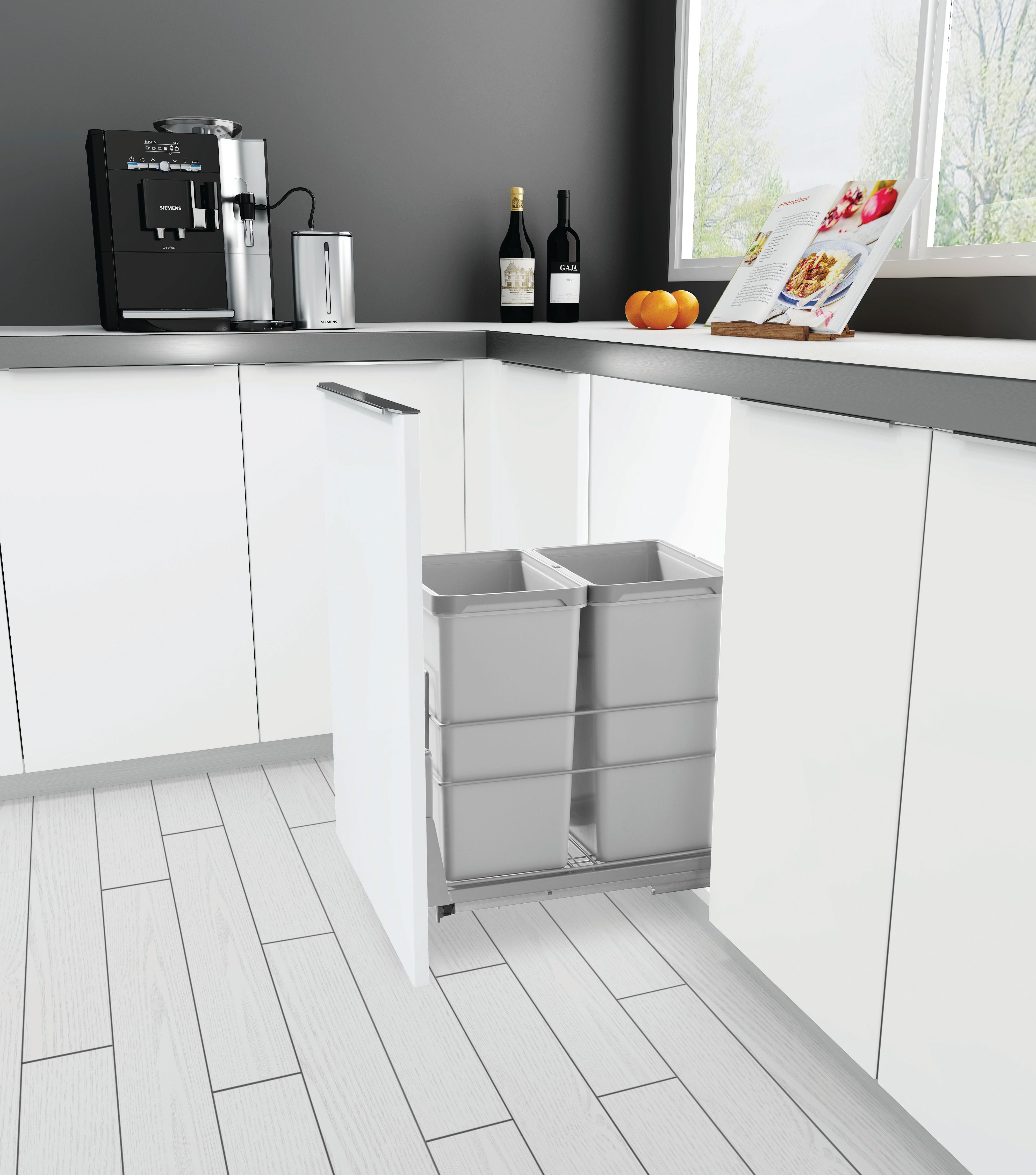 Double Waste Bin 2X28L Soft Close Black