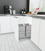 Double Waste Bin 2X28L Soft Close White