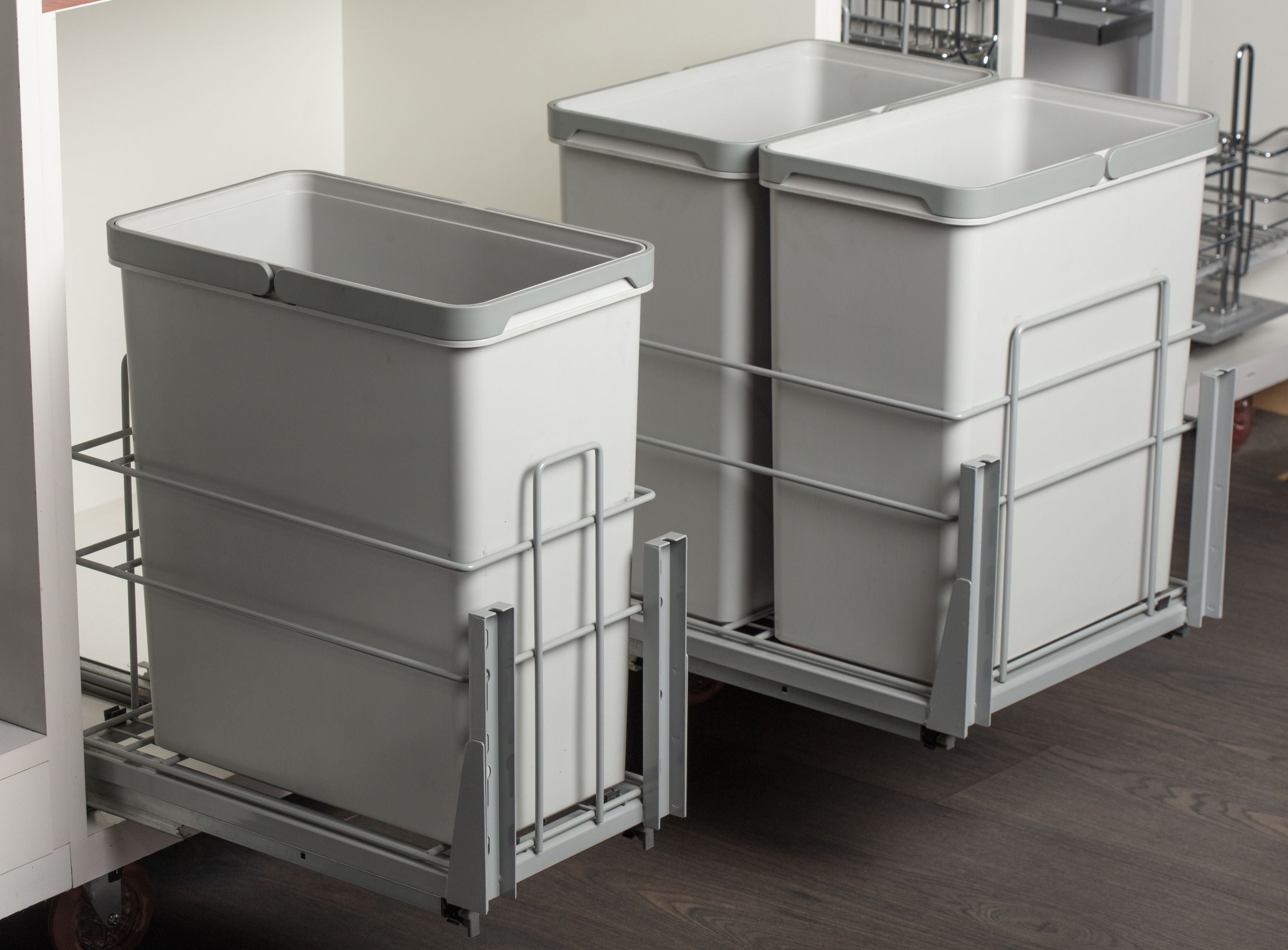 Double Waste Bin 2X28L Soft Close White