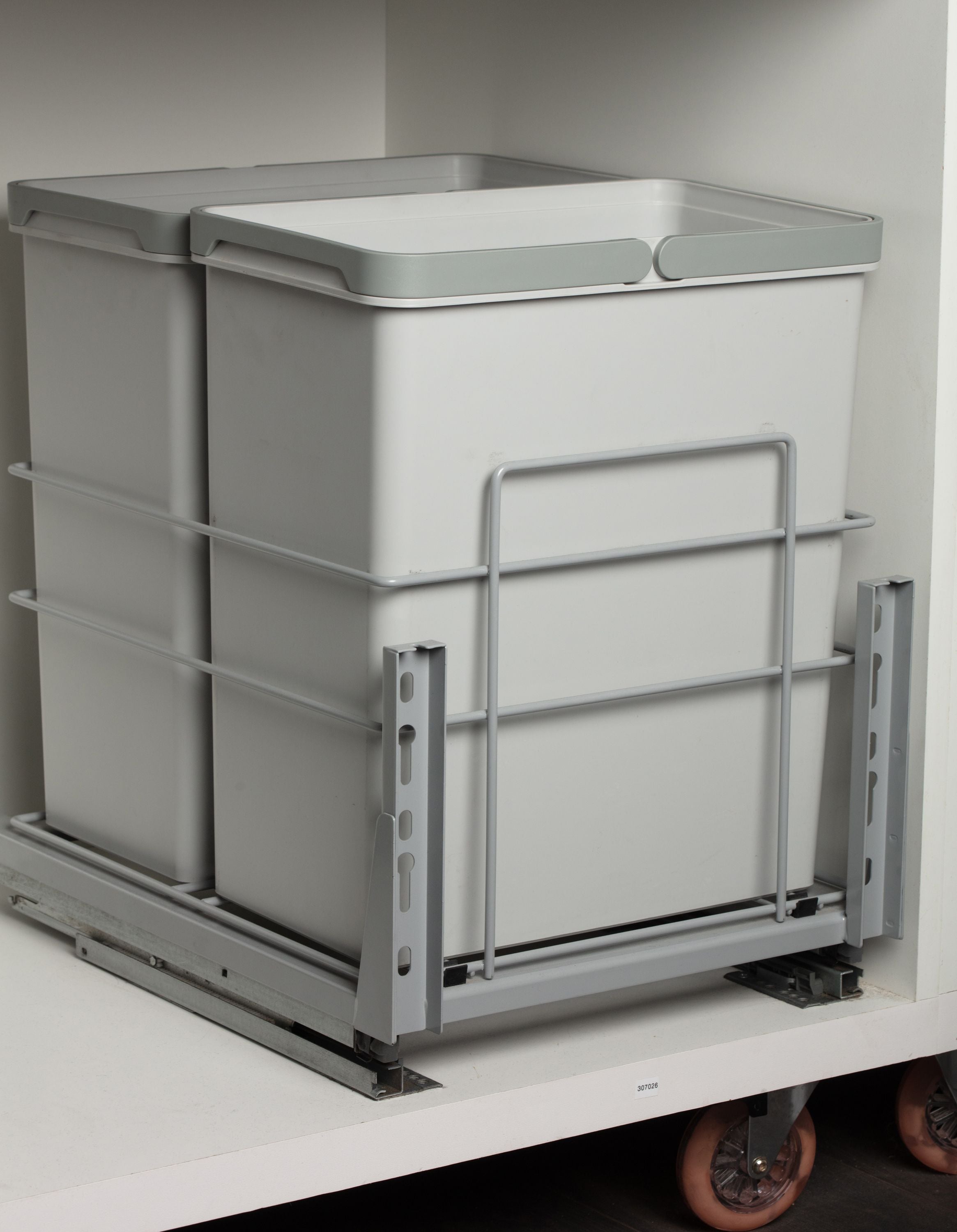 Double Waste Bin 2X28L Soft Close White