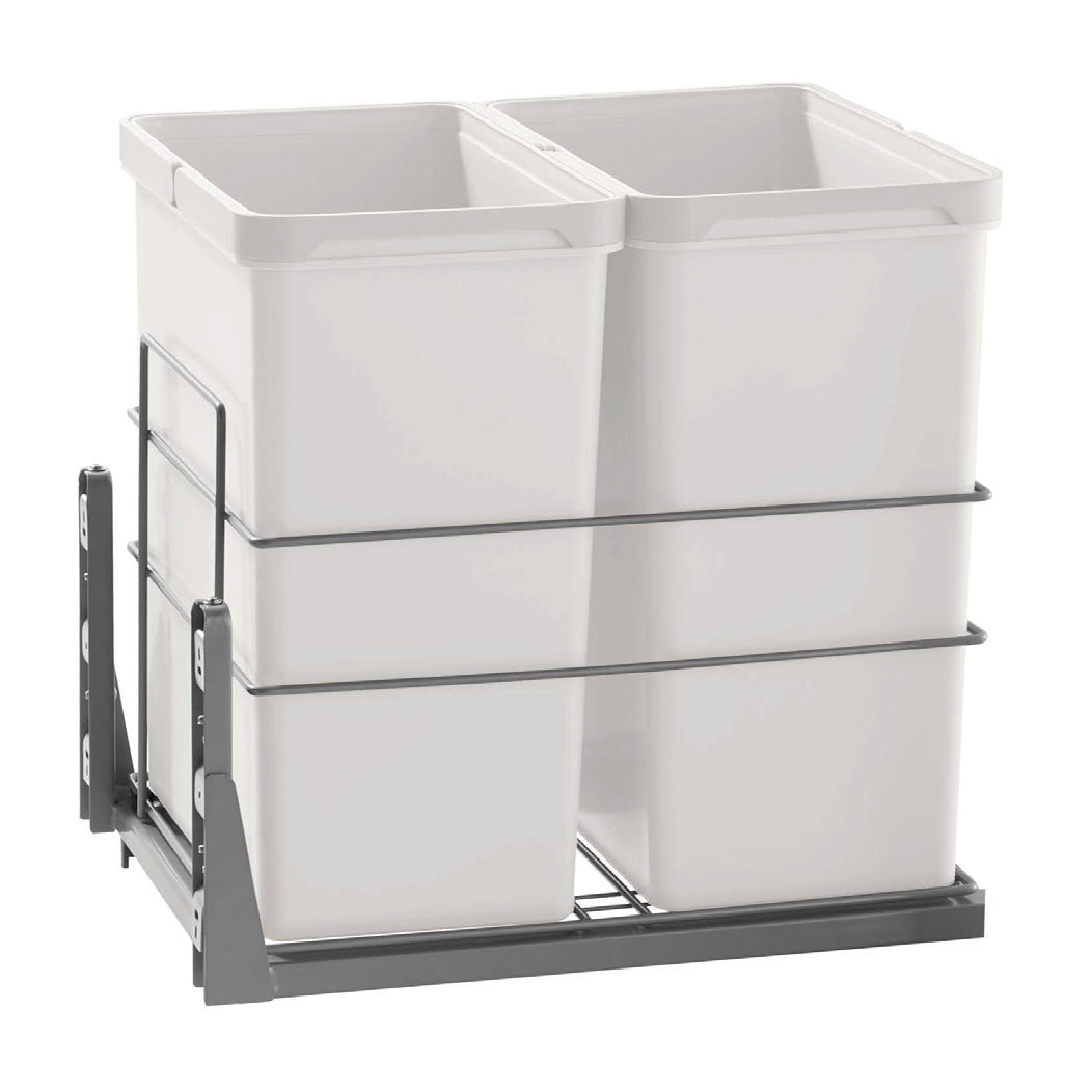 Double Waste Bin 2X28L Soft Close White