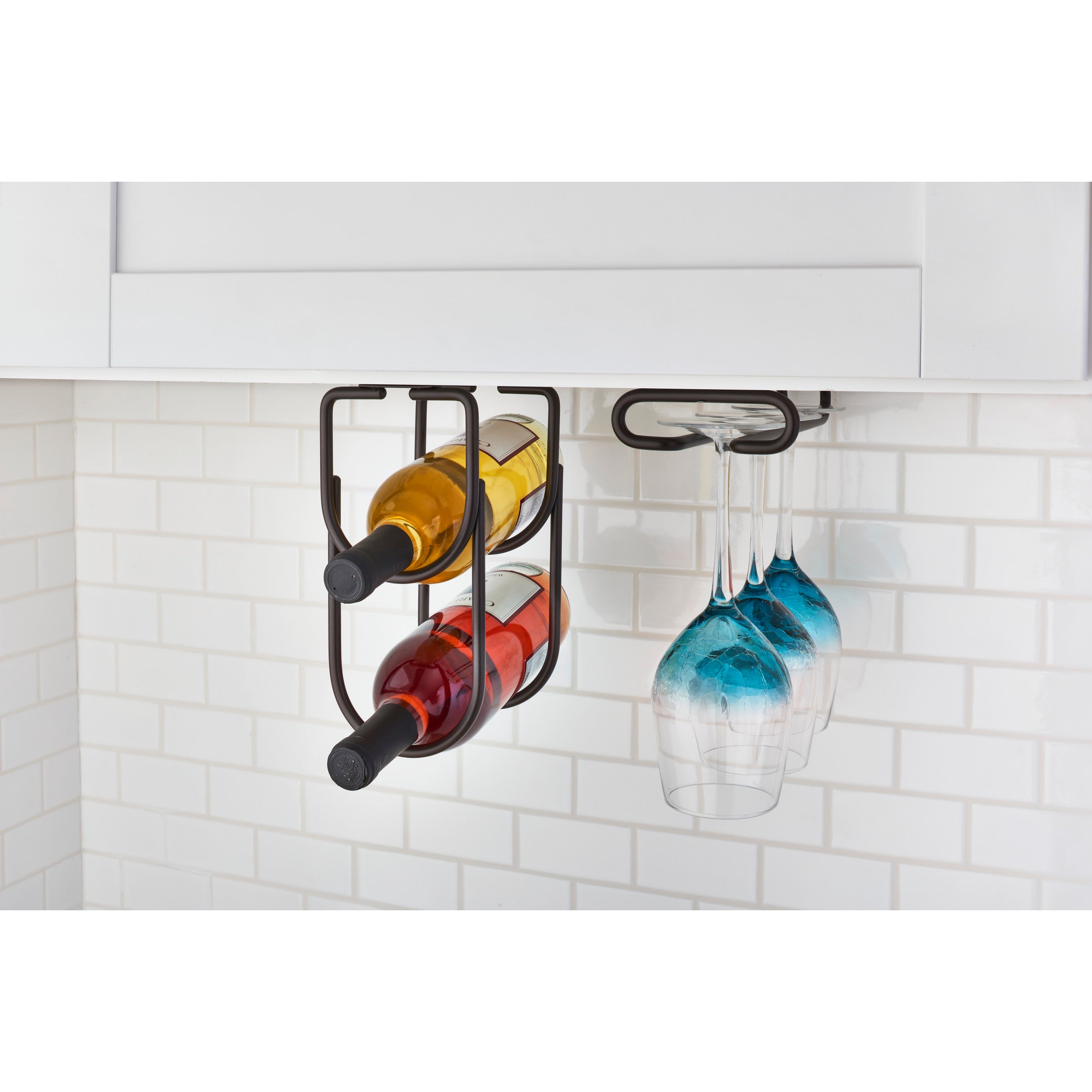 Oil Rubbed Bronze Under Cab Dbl Wine Bottle Holder Oil Rubbed Bronze  4.25 in (108 mm) W x 9 in (229 mm) D x 9 in (229 mm) H