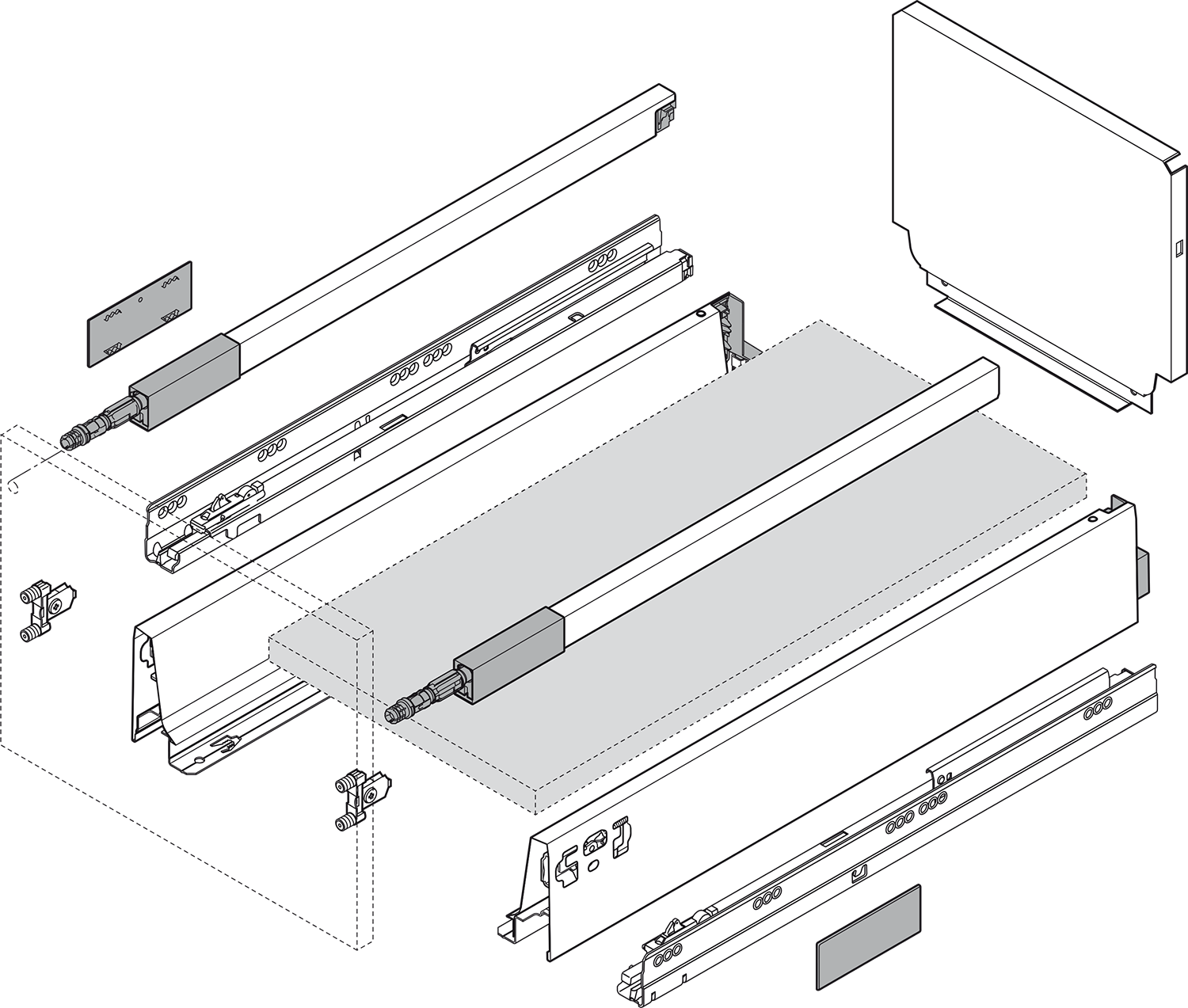 TANDEMBOX waste/recycle set for 15" minimum opening width