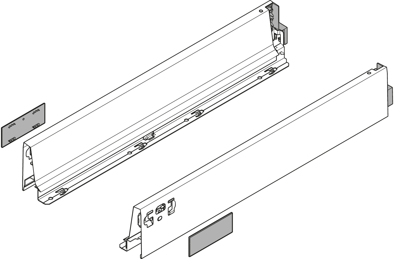TANDEMBOX 378 M series (3-3/8'' medium side) - drawer profile Ident 18'' White Aluminum
