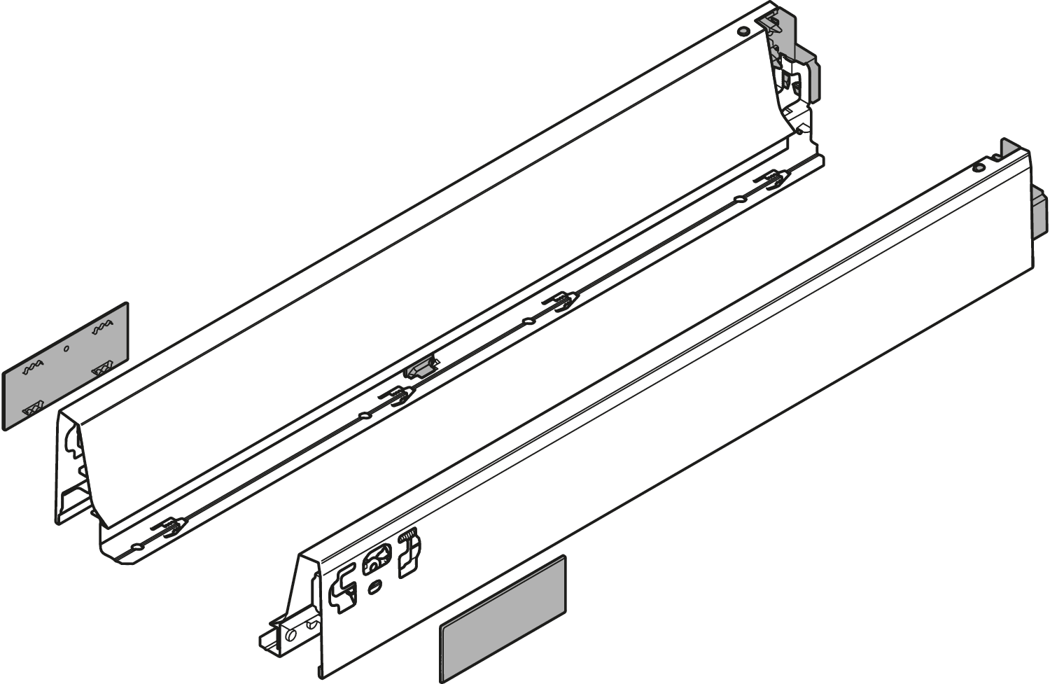 TANDEMBOX 378 N series (2-3/4'' narrow side) - drawer profile Ident 22'' White Aluminum