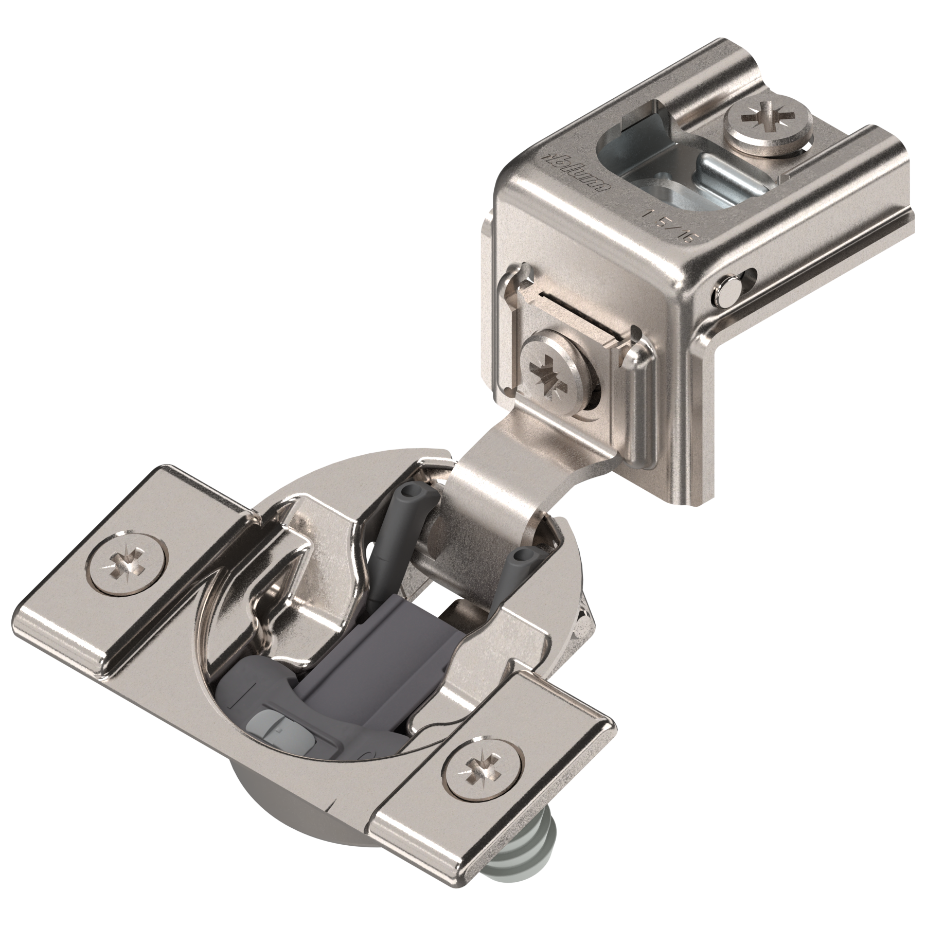 COMPACT BLUMOTION hinge 1-5/16", 110°, with spring, mounting plate: screws, hinge cup: press-in