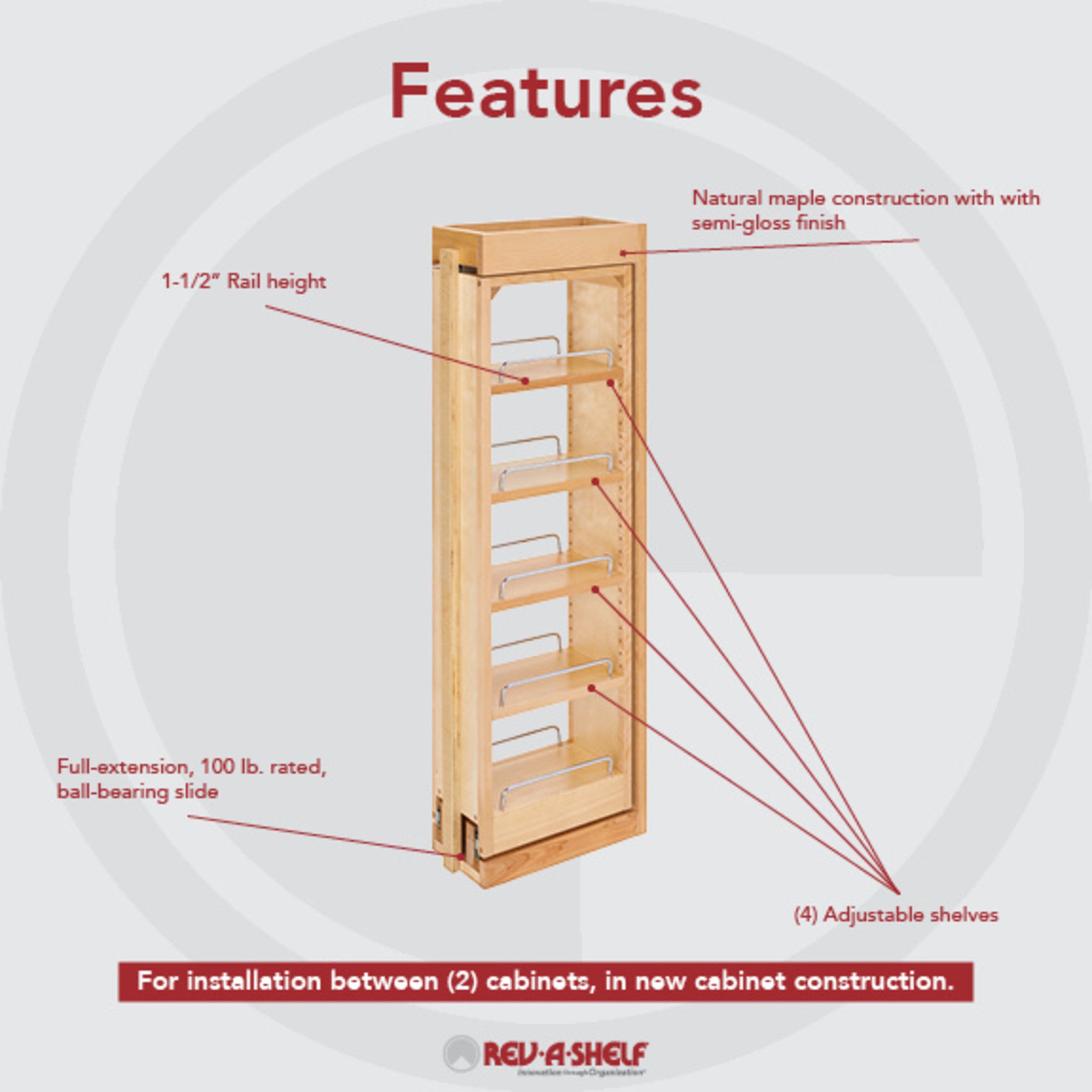 6 in. W x 36 in. H Pull-Out Between Cabinet Wall Filler Natural  6 in (152 mm) W x 11.13 in (283 mm) D x 36 in (914 mm) H