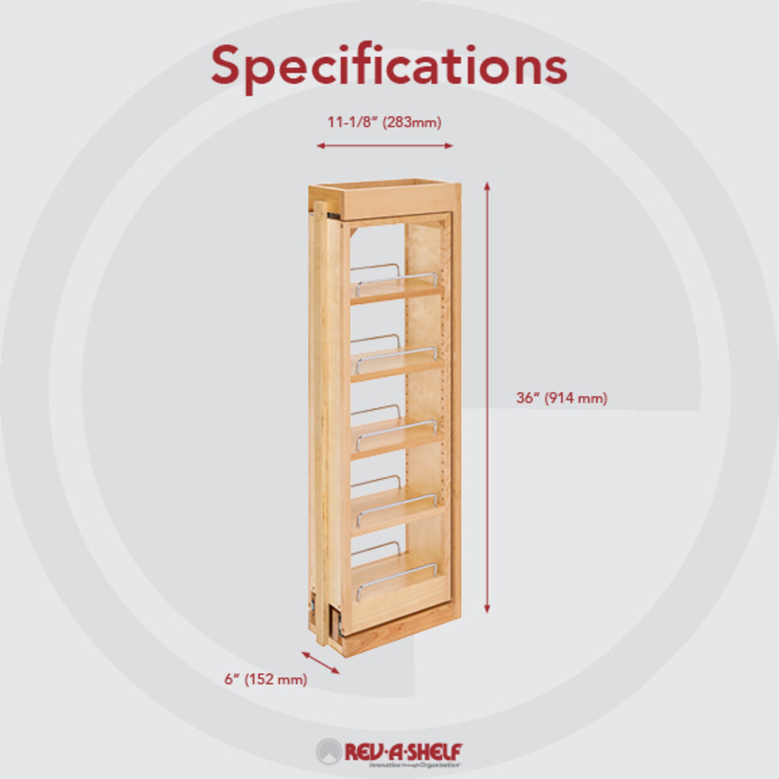 6 in. W x 36 in. H Pull-Out Between Cabinet Wall Filler Natural  6 in (152 mm) W x 11.13 in (283 mm) D x 36 in (914 mm) H