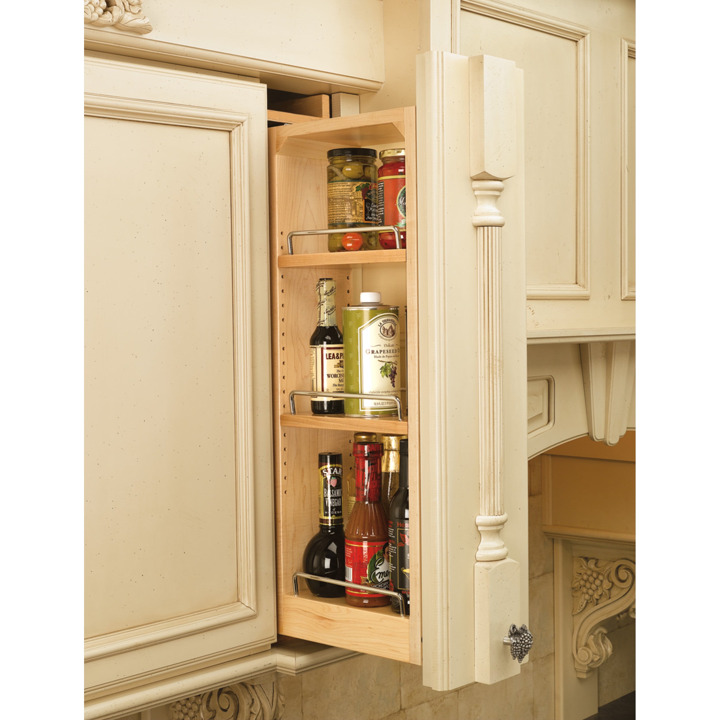 6 in. W x 36 in. H Pull-Out Between Cabinet Wall Filler Natural  6 in (152 mm) W x 11.13 in (283 mm) D x 36 in (914 mm) H