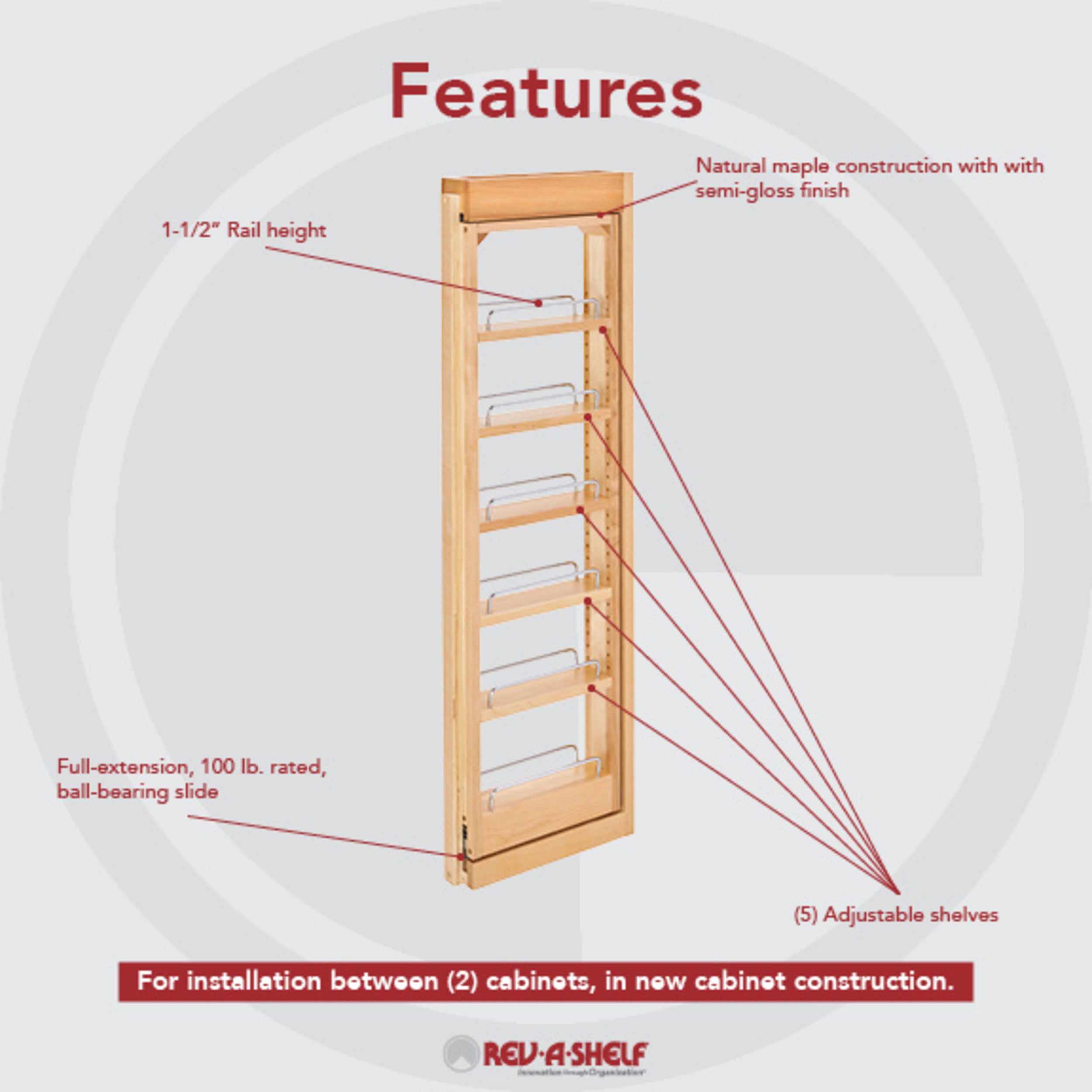 3 in. W x 39 in. H Pull-Out Between Cabinet Wall Filler Natural  3 in (76 mm) W x 11.13 in (283 mm) D x 39 in (991 mm) H