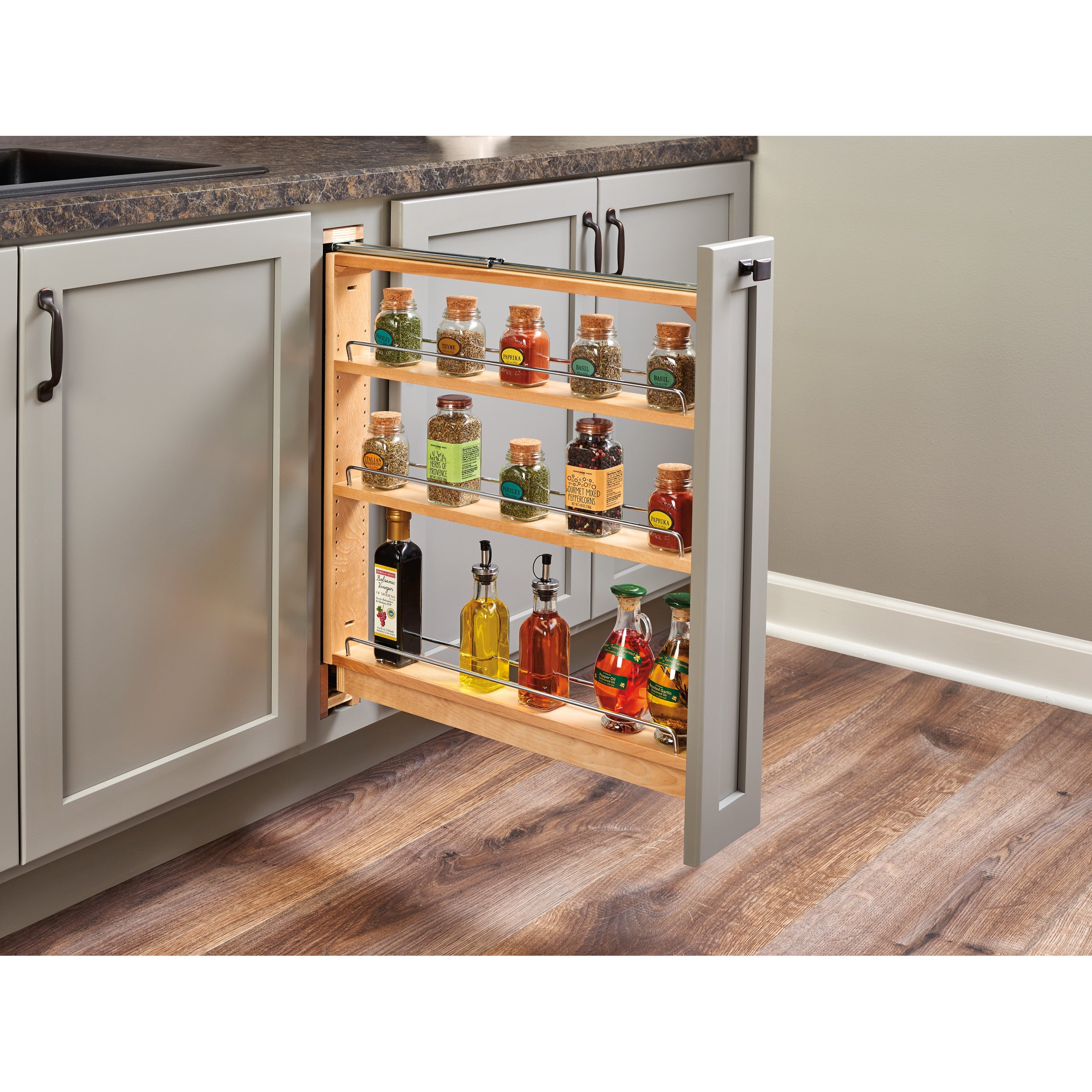 Wood Base Cabinet Pull Out Organizer Insert