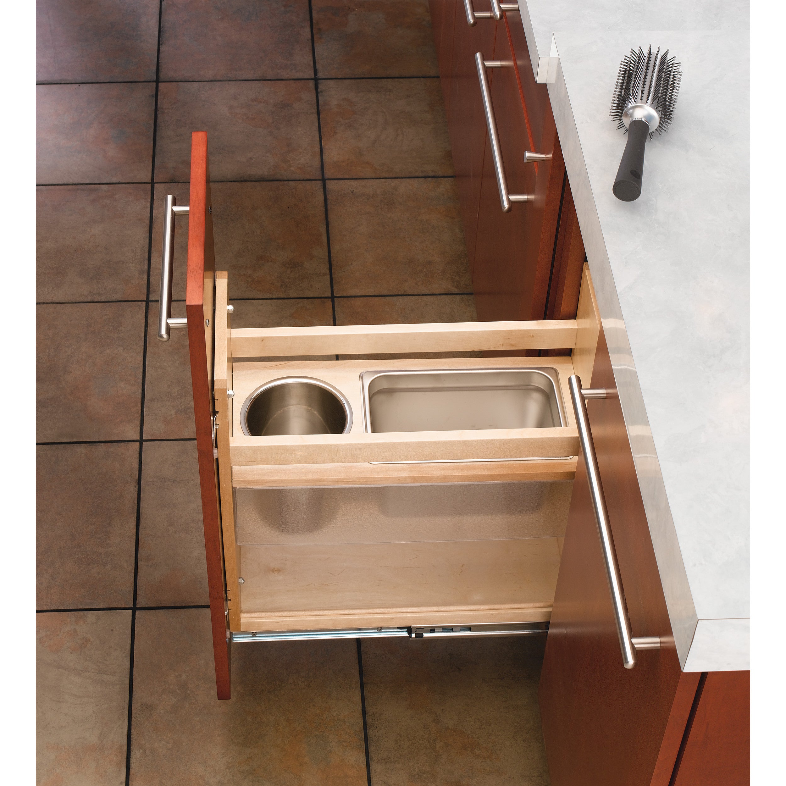 25 in x 8 in Vanity Grooming Organizer w/ Soft-Close Natural  8.44 in (214 mm) W x 19.56 in (497 mm) D x 25.56 in (649 mm) H