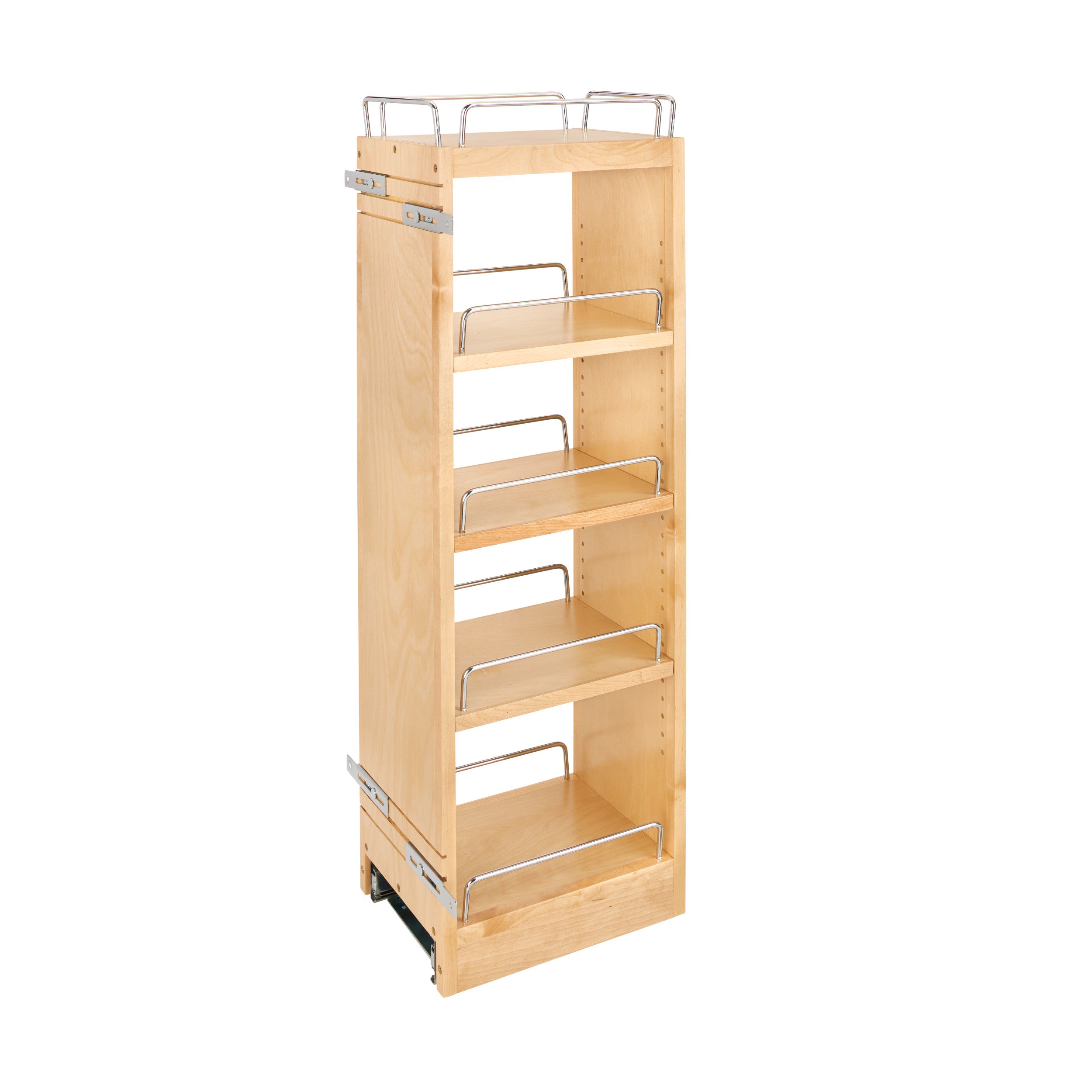 8 in x 36 in H Wood Pull Out Wall Organizer w/Soft Close Natural  8 in (203 mm) W x 10.75 in (273 mm) D x 32.15 in (817 mm) H
