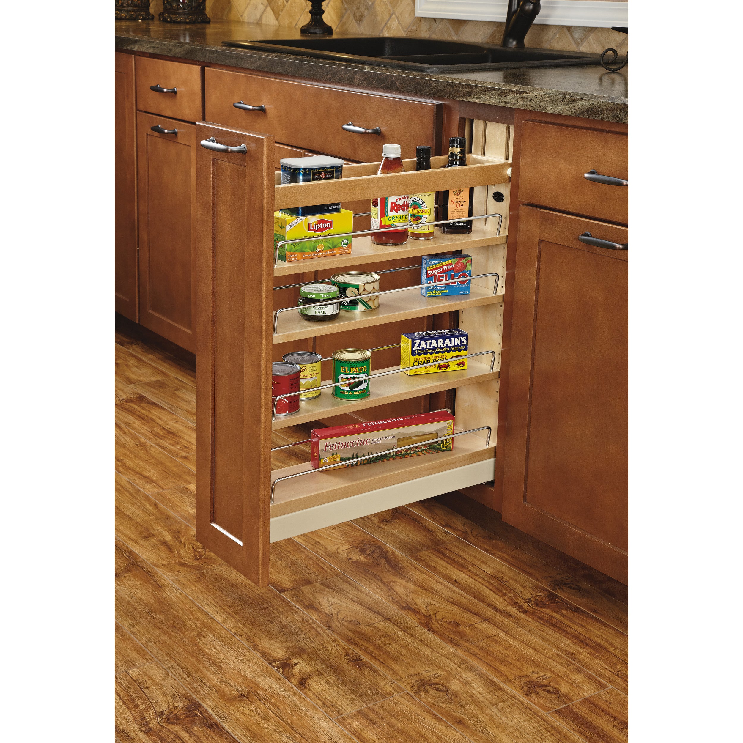 5 in Base Cabinet Organizer Soft-Close Natural  5 in (127 mm) W x 21.65 in (550 mm) D x 25.5 in (648 mm) H
