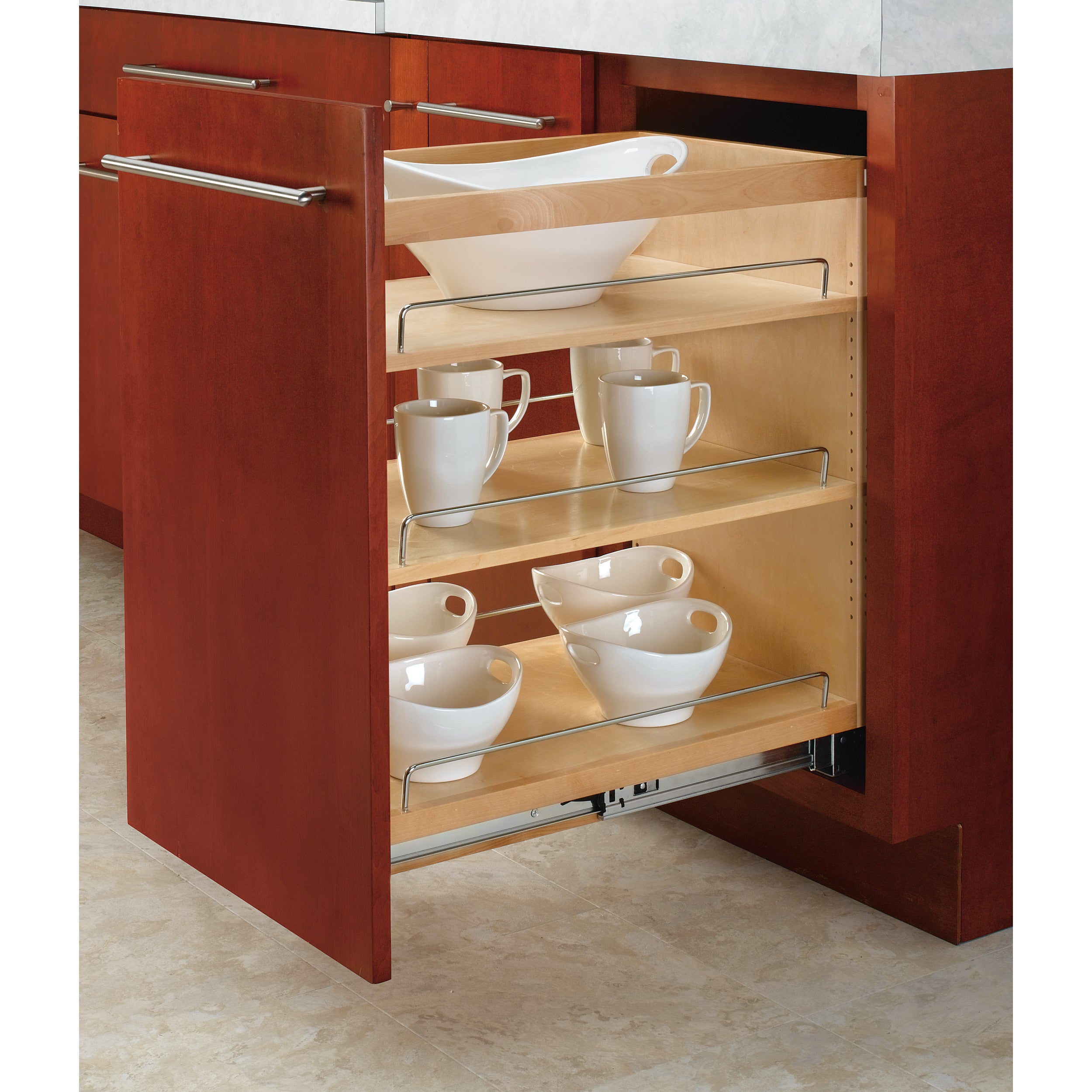 14 in Base Cabinet Organizer Soft-Close Natural  14.75 in (375 mm) W x 21.63 in (549 mm) D x 25.5 in (648 mm) H