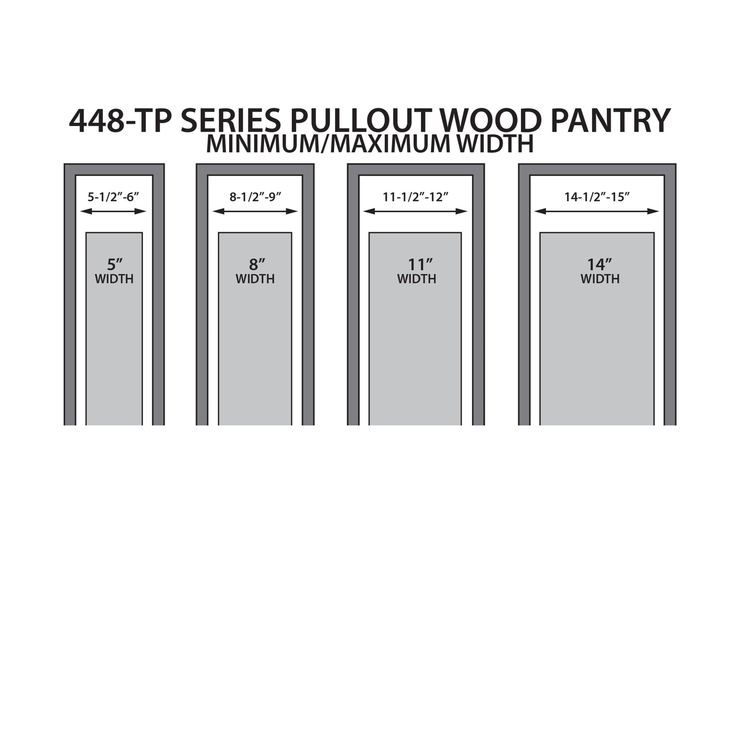 11 in W x 51 in H Wood Pantry Pullout Soft Close Natural  11 in (279 mm) W x 22 in (559 mm) D x 50.75 in (1289 mm) H