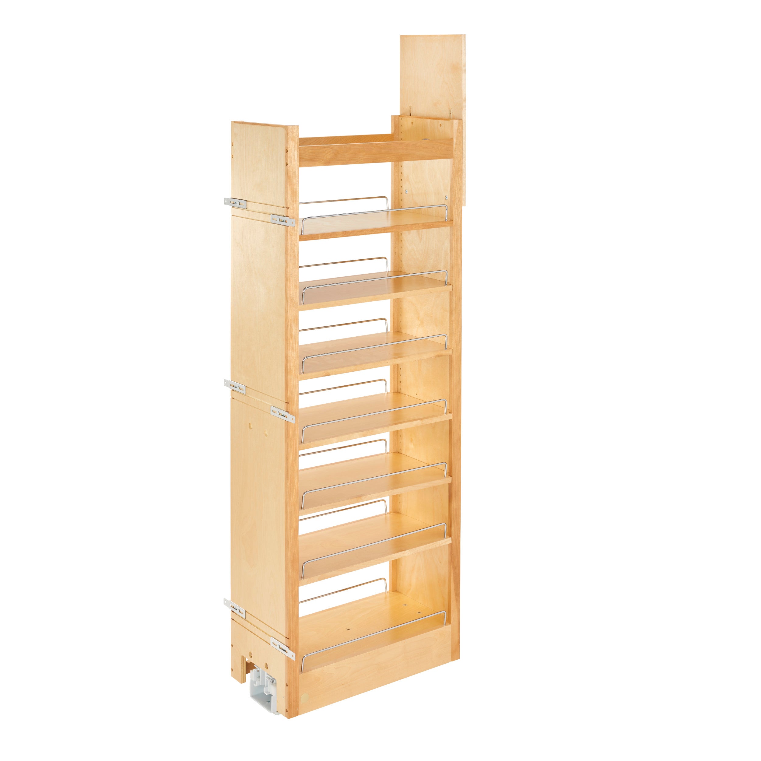 11 in W x 58 in H Wood Pantry Pullout Soft Close Natural  11 in (279 mm) W x 22 in (559 mm) D x 58.25 in (1480 mm) H