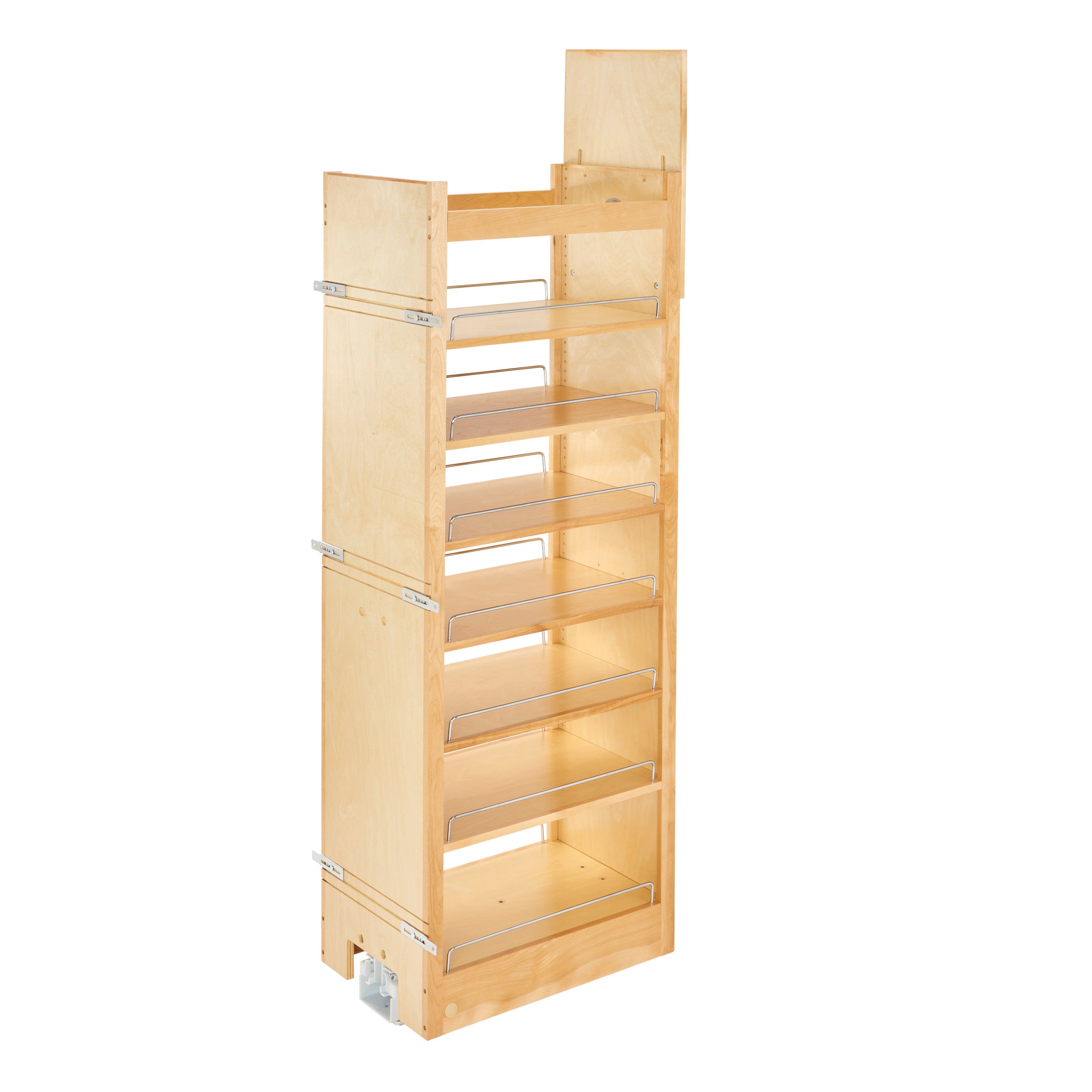 14 in W x 58 in H Wood Pantry Pullout Soft Close Natural  14 in (356 mm) W x 22 in (559 mm) D x 58.25 in (1480 mm) H