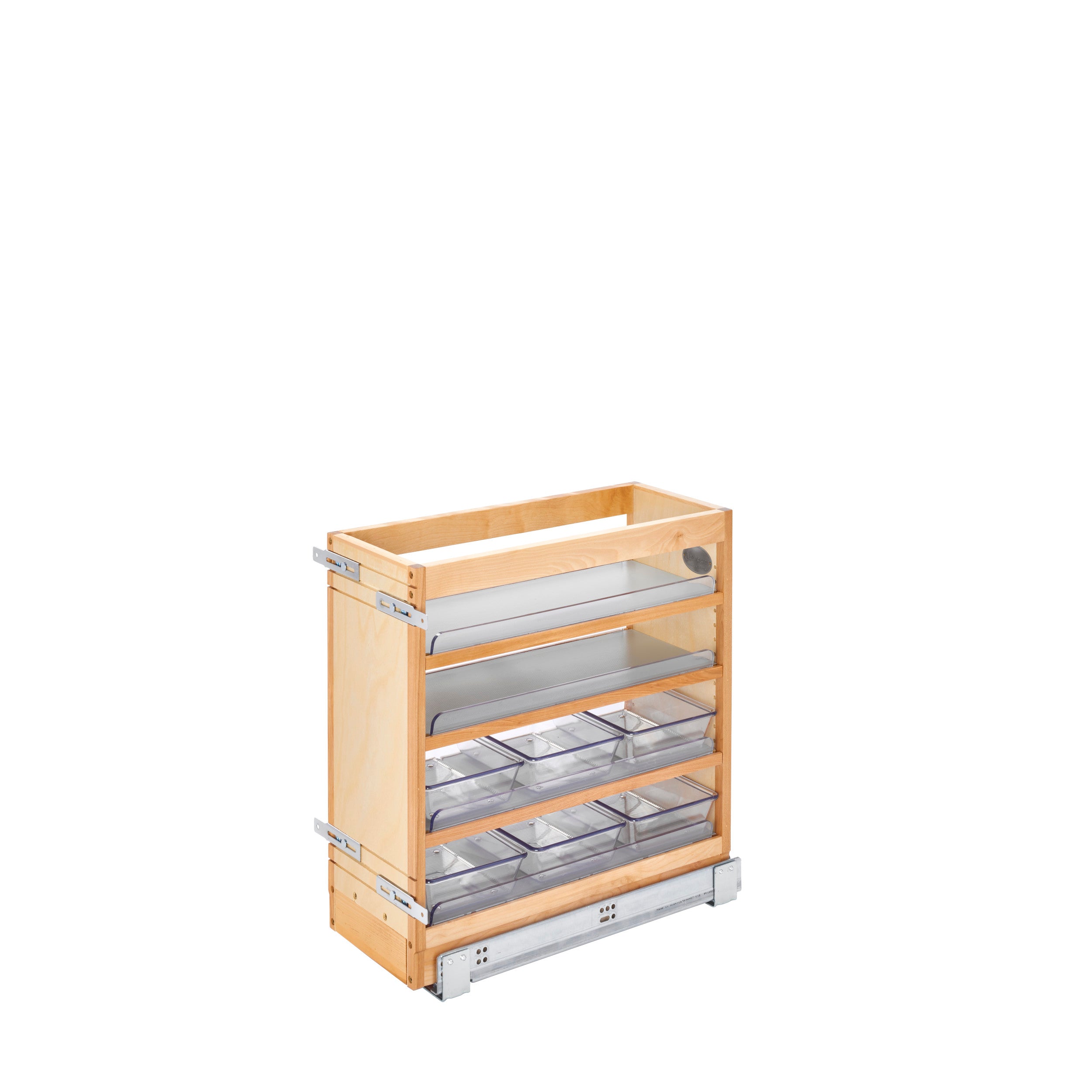 8 in W X 20 in H Wood Vanity Base Organizer w/Soft-Close Natural  8.44 in (214 mm) W x 19.56 in (497 mm) D x 20.38 in (518 mm) H