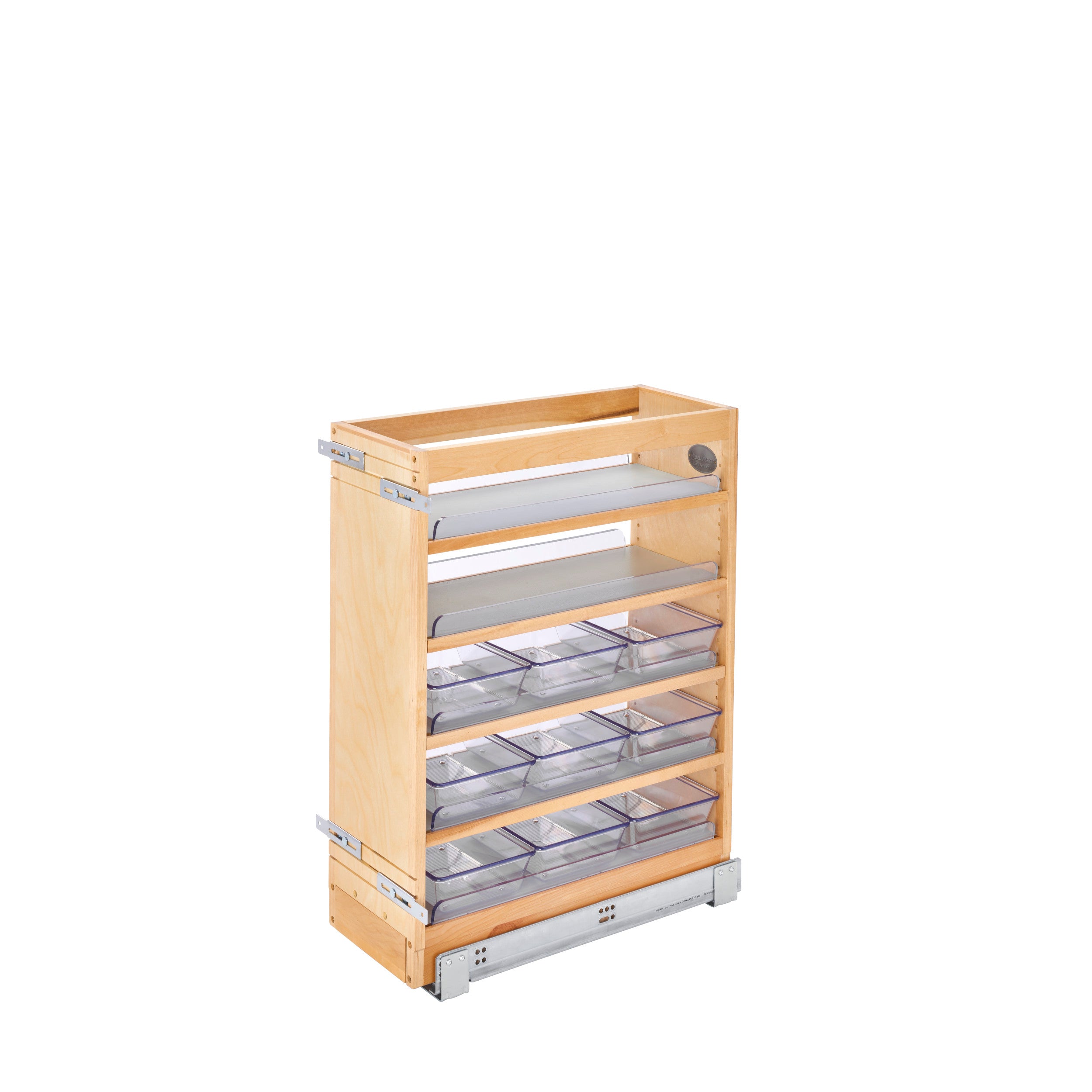 8 in W X 25 in H Wood Vanity Base Organizer w/Soft-Close Natural  8.44 in (214 mm) W x 19 in (483 mm) D x 25.56 in (649 mm) H