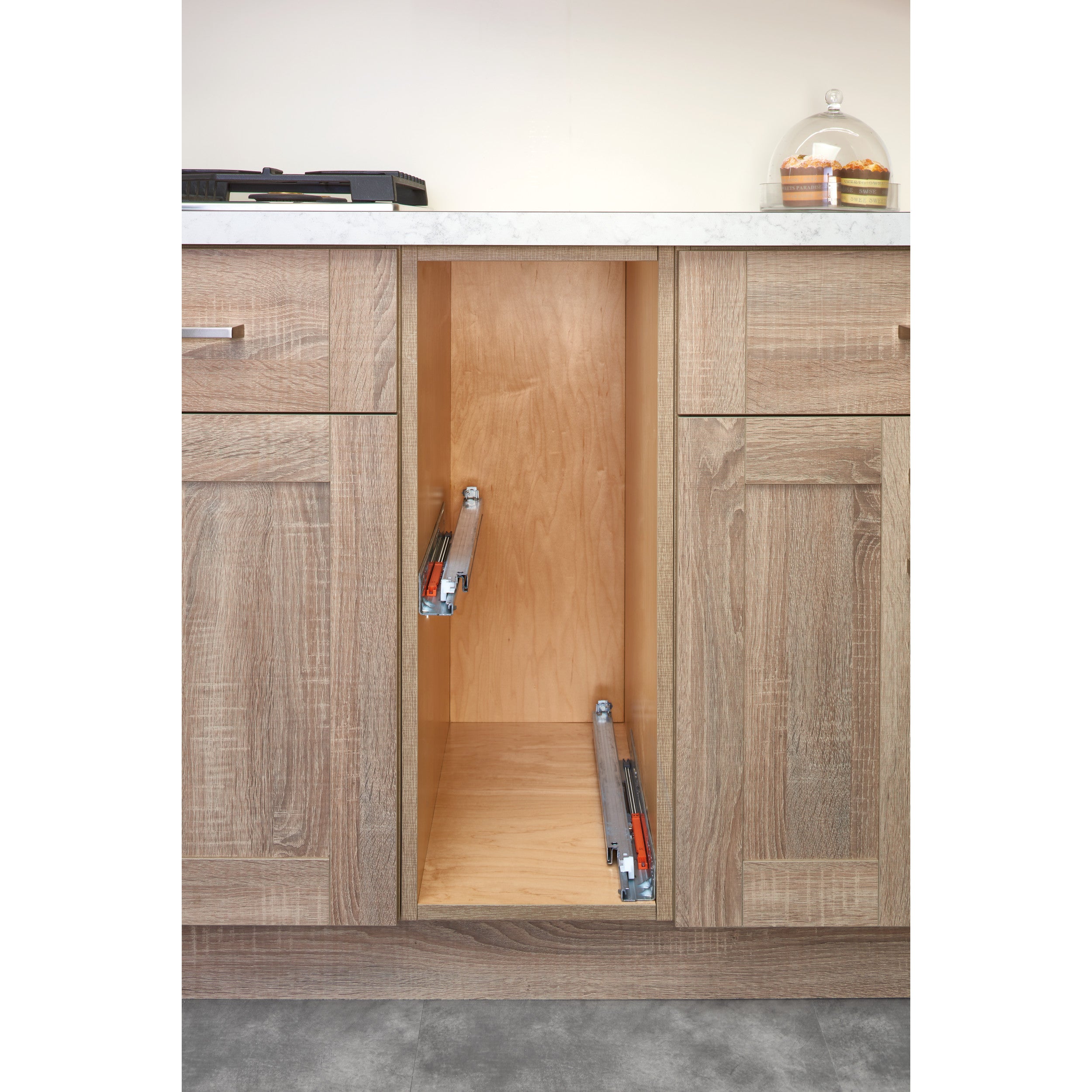 10.5 in Base Cabinet Organizer w/ 3 Utensil Bins Natural  10.5 in (267 mm) W x 21.81 in (554 mm) D x 25.25 in (641 mm) H