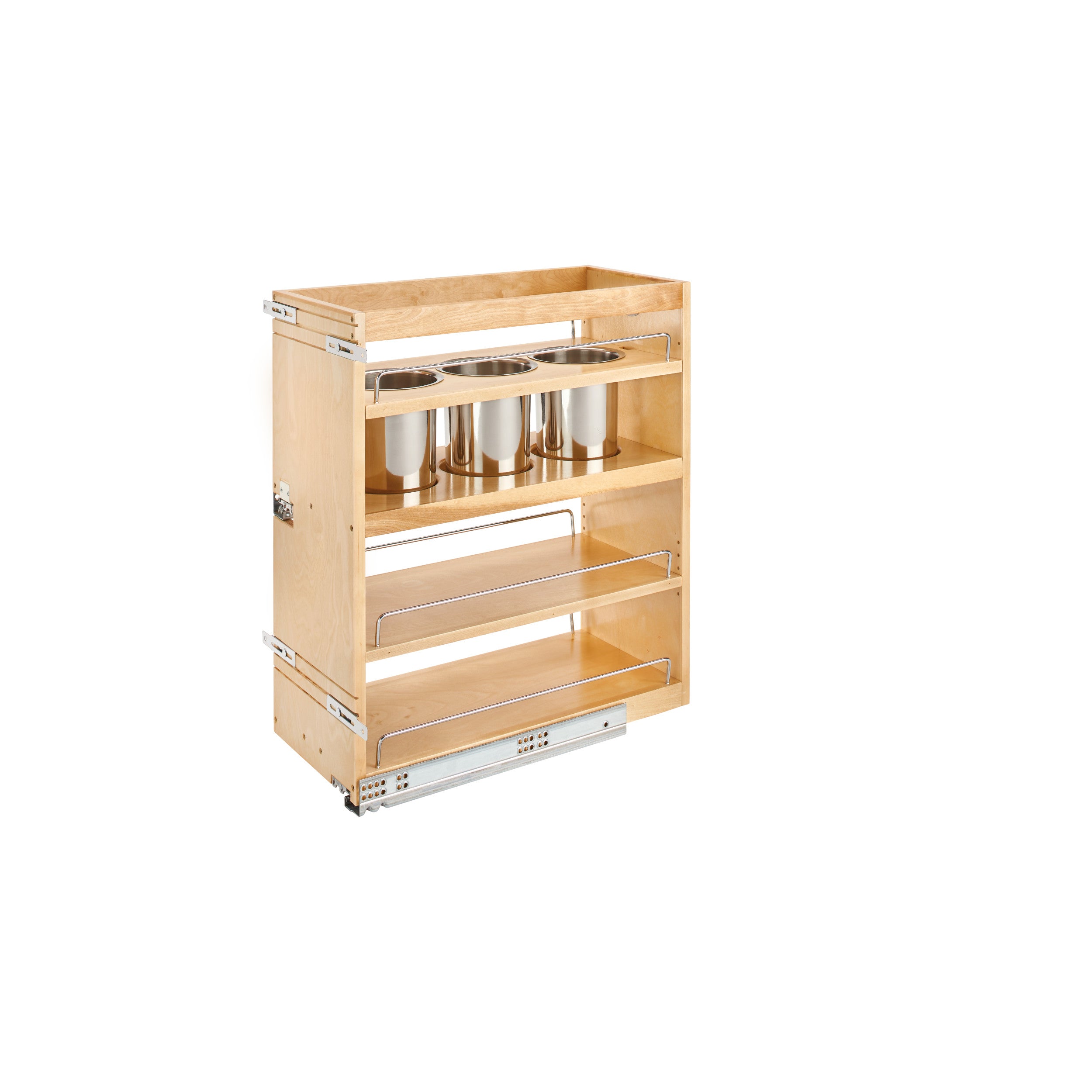 10.5 in Base Cabinet Organizer w/ 3 Utensil Bins Natural  10.5 in (267 mm) W x 21.81 in (554 mm) D x 25.25 in (641 mm) H