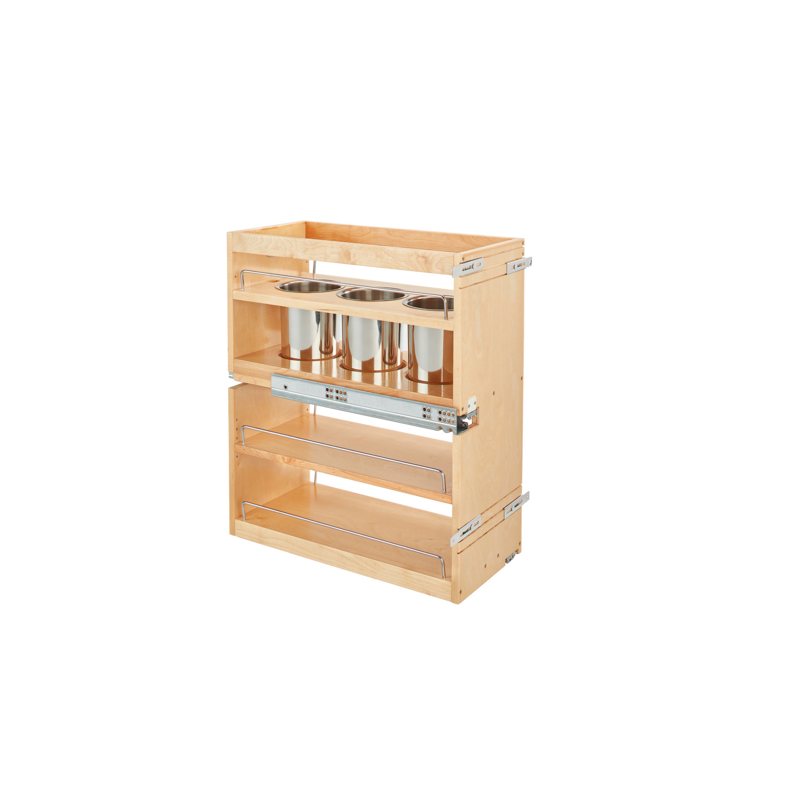 10.5 in Base Cabinet Organizer w/ 3 Utensil Bins Natural  10.5 in (267 mm) W x 21.81 in (554 mm) D x 25.25 in (641 mm) H