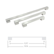 Handle Square C/C 384mm O/A 409mm Brush Ni