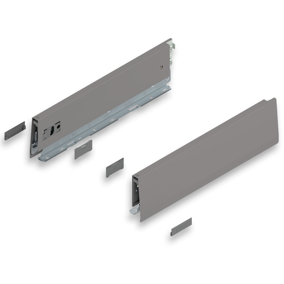 MERIVOBOX INDIUM GRAY drawer side, height M (91 mm), NL=350 mm, right+left
