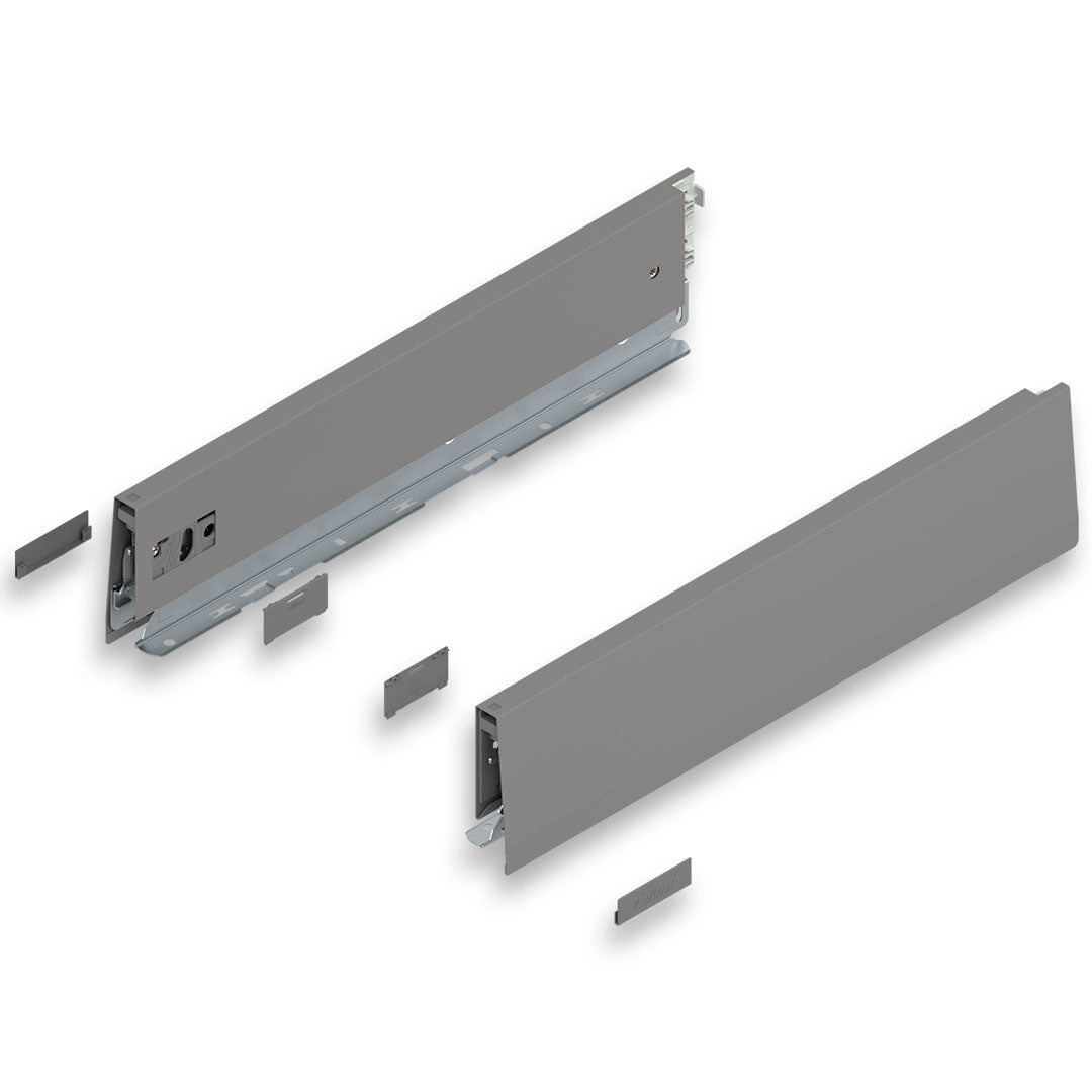 MERIVOBOX INDIUM GRAY drawer side, height M (91 mm), NL=400 mm, right+left