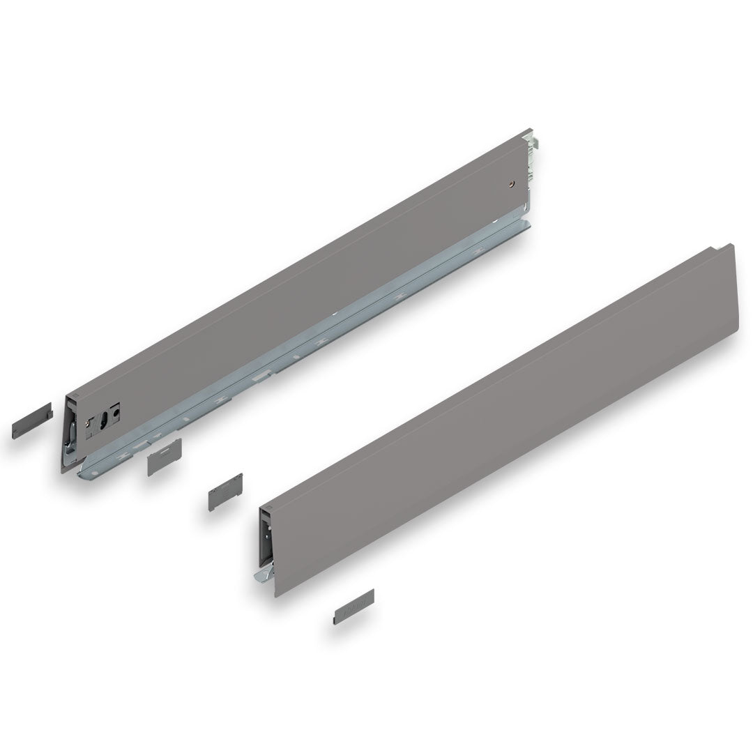 MERIVOBOX INDIUM GRAY drawer side, height M (91 mm), NL=600 mm, right+left