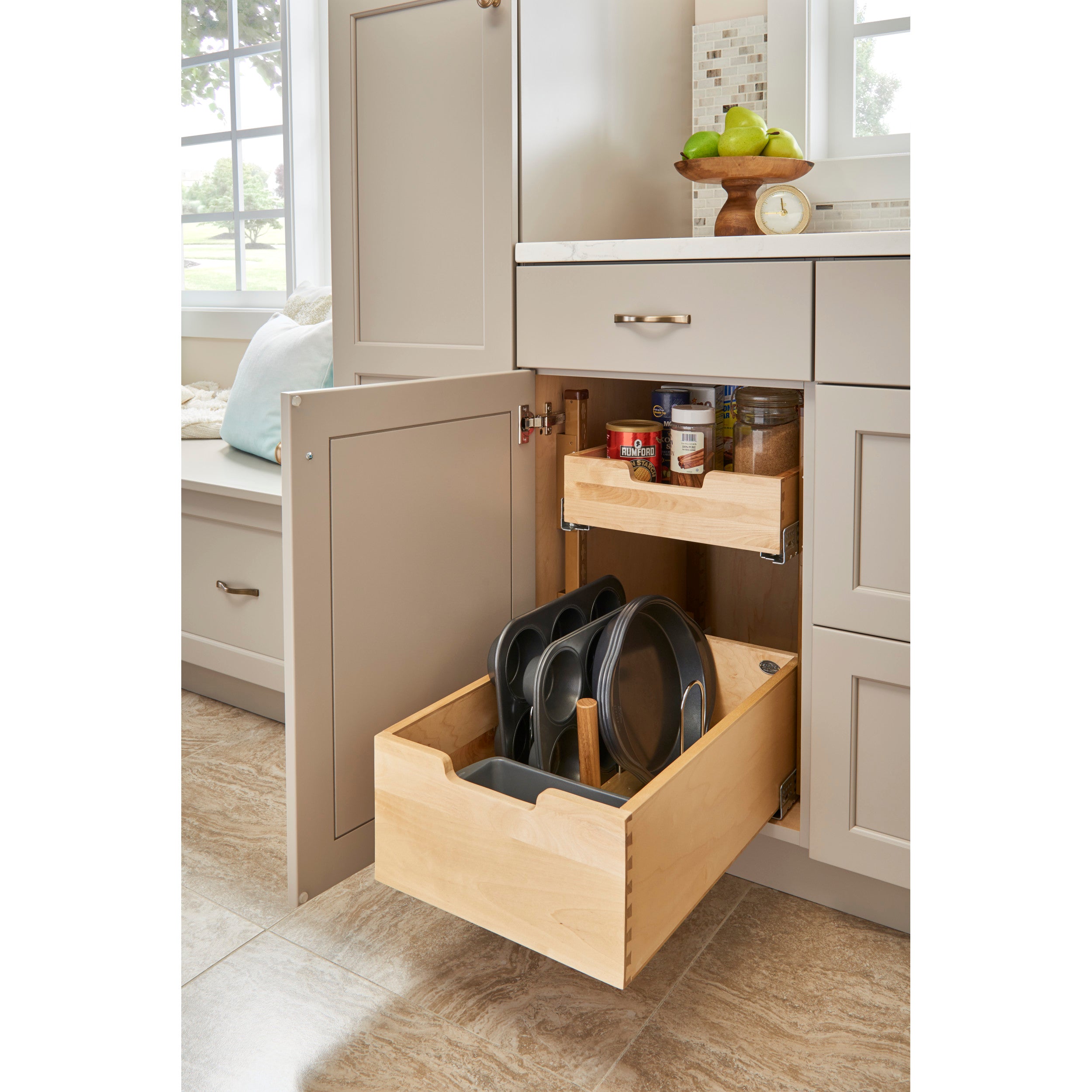 Base Cabinet Pull Out Wood Drawer Pilaster System