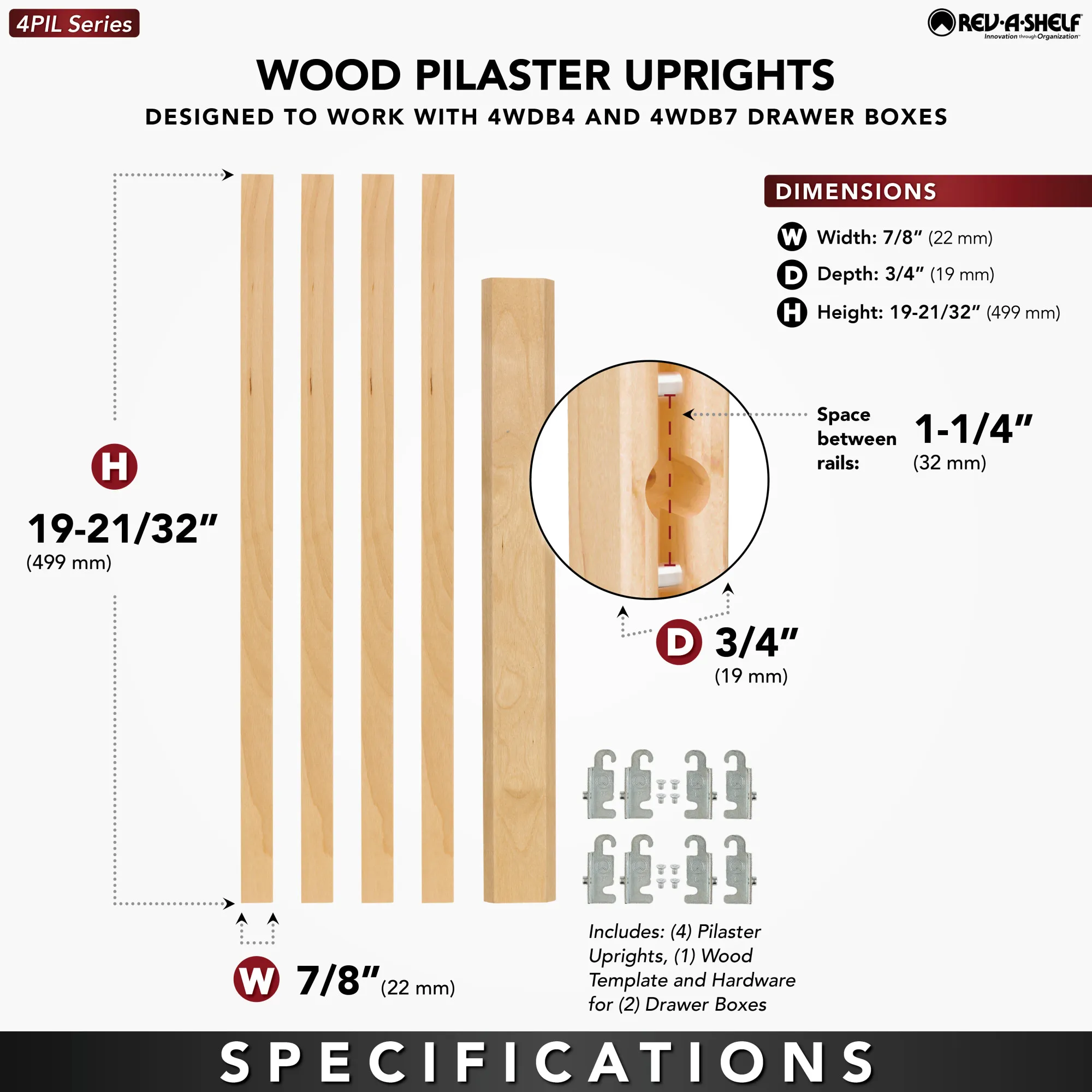 Drawer 4PIL Wood Pilaster System