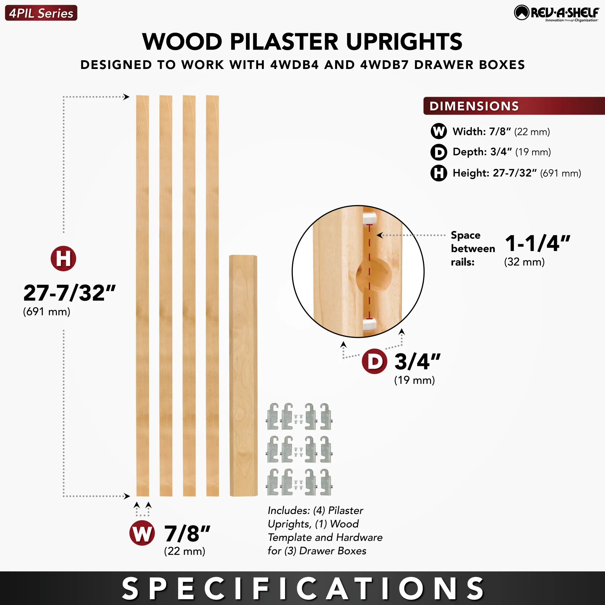 Drawer 4PIL Wood Pilaster System