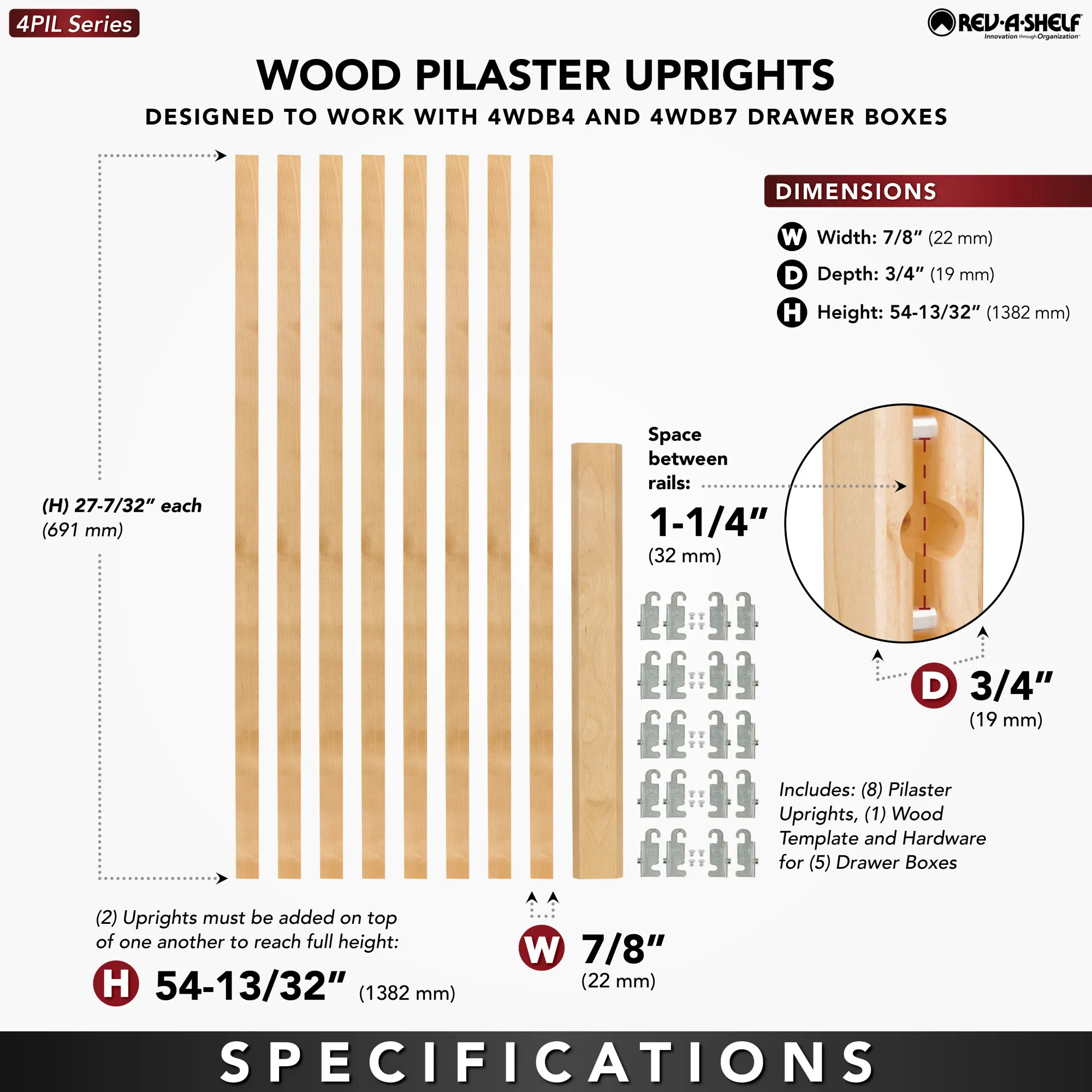 Drawer 4PIL Wood Pilaster System