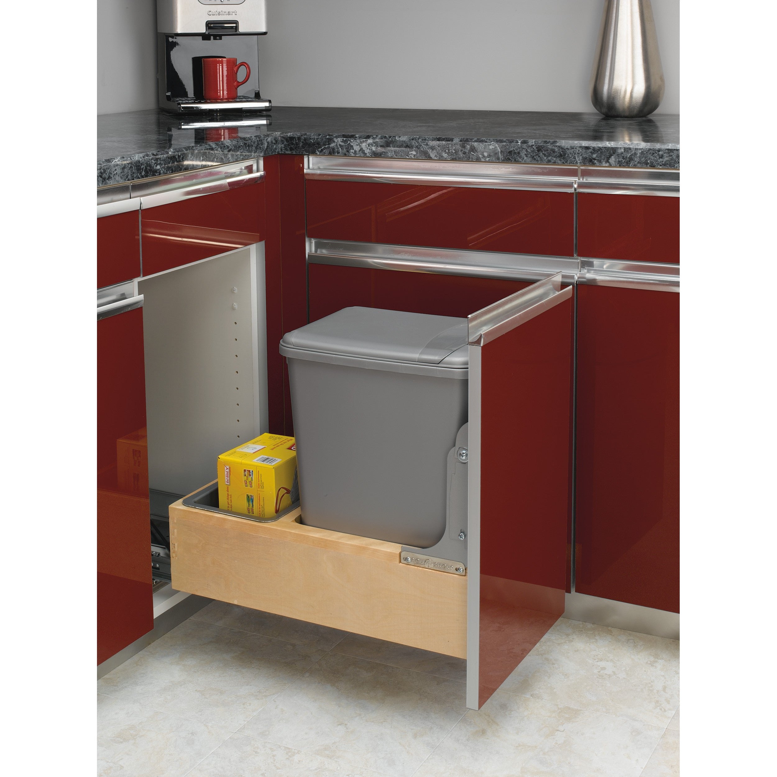 35 Qrt Pull-Out Waste Container Natural  12 in (305 mm) W x 21.75 in (552 mm) D x 19.25 in (489 mm) H
