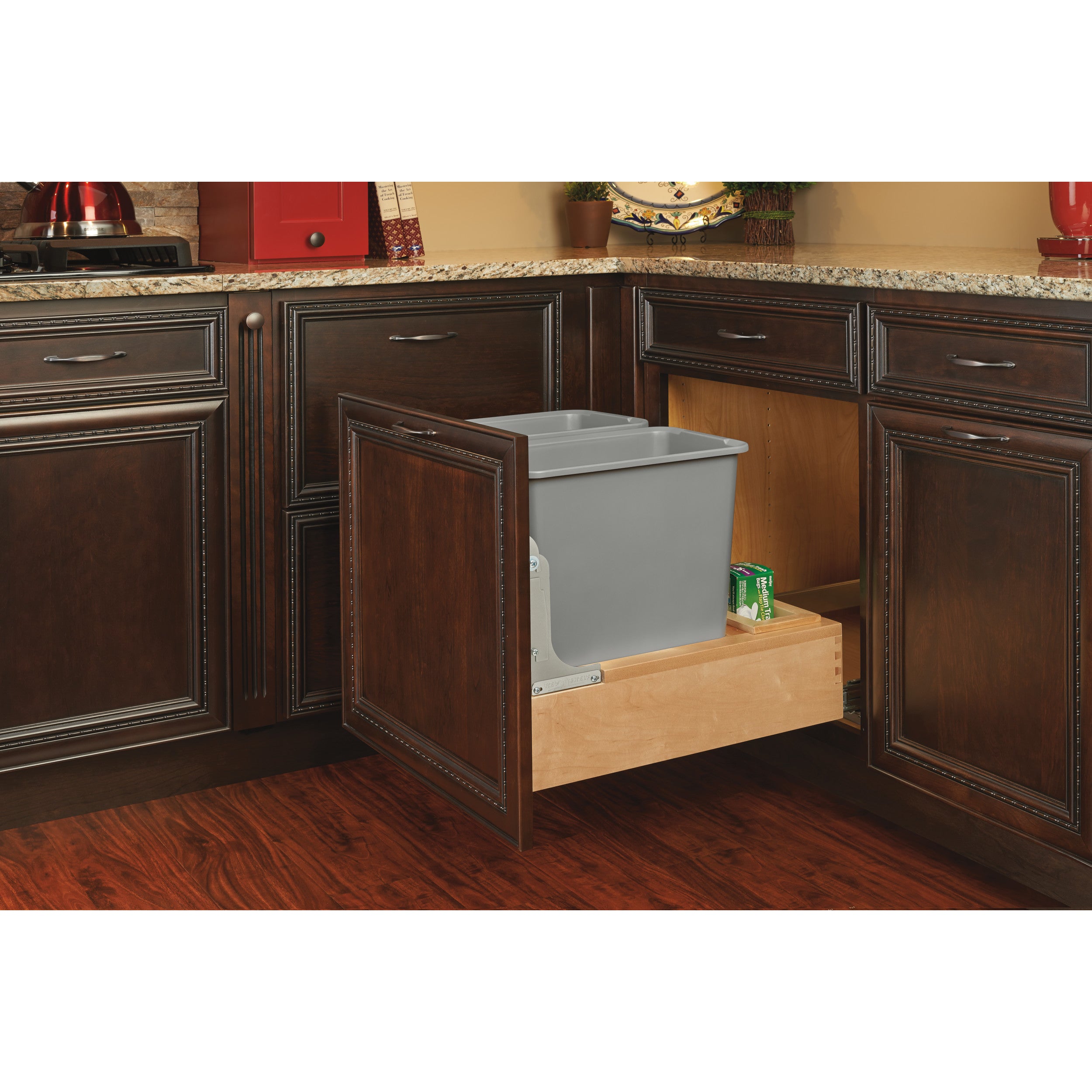Double 30 Qrt Pull-Out Waste Container Natural  20.25 in (514 mm) W x 21.75 in (552 mm) D x 19.25 in (489 mm) H
