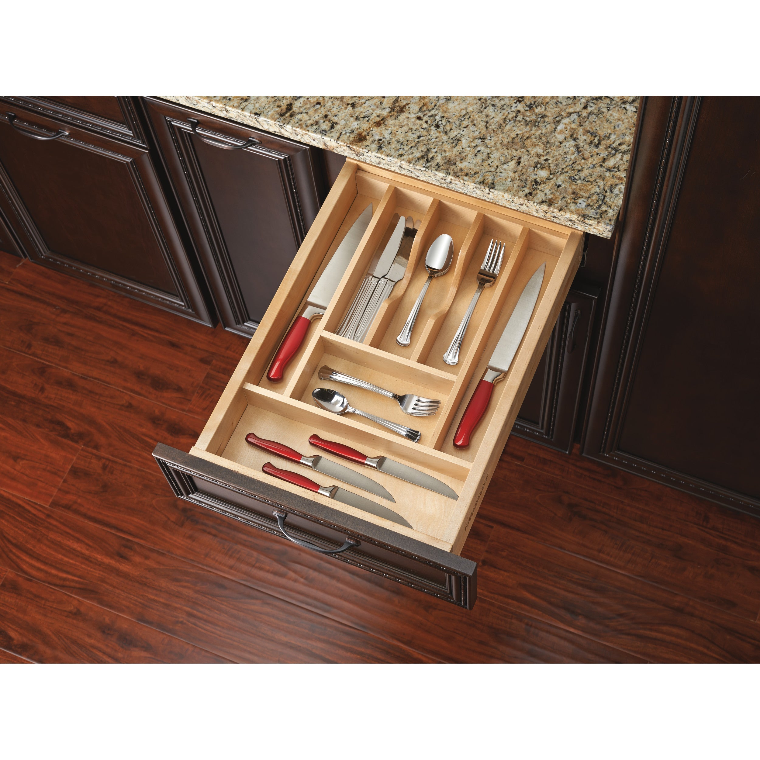 Short Wood Cutlery Tray Insert Natural  14.63 in (372 mm) W x 22 in (559 mm) D x 2.38 in (60 mm) H