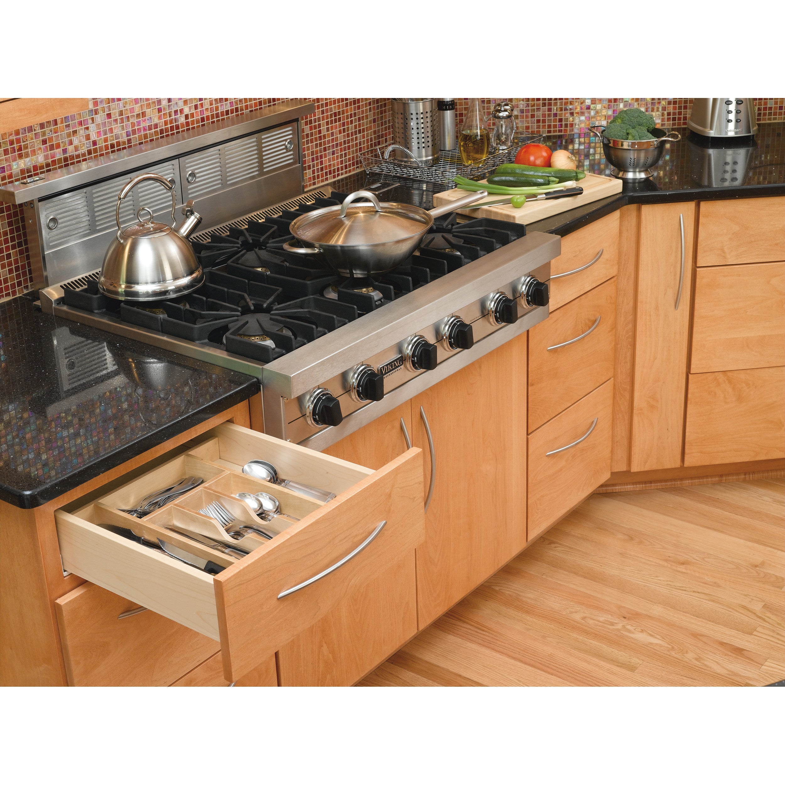 Tall Wood Cutlery Tray Insert Natural  14.63 in (372 mm) W x 22 in (559 mm) D x 2.88 in (73 mm) H