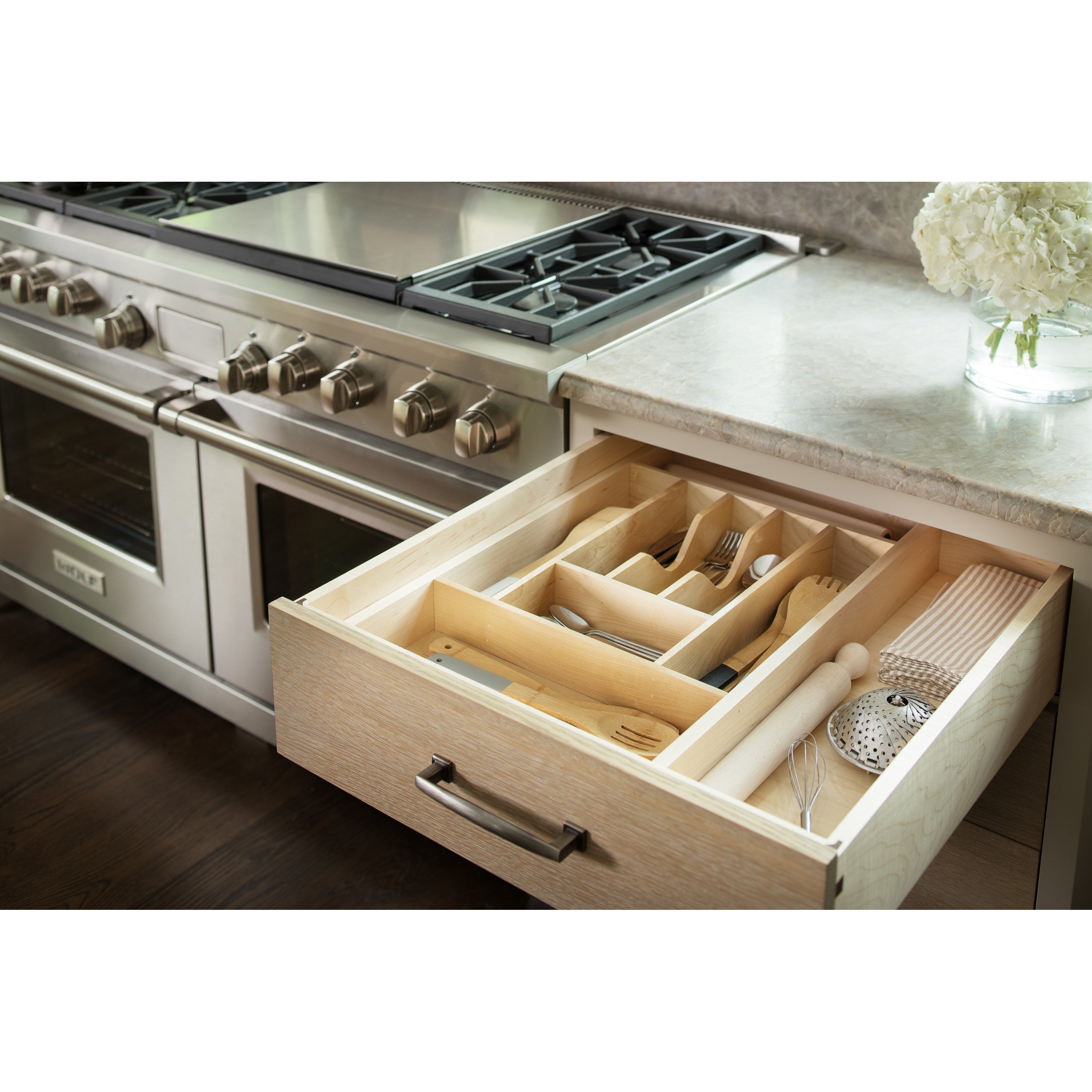 Tall Wood Cutlery Tray Insert Natural  20.63 in (524 mm) W x 22 in (559 mm) D x 2.88 in (73 mm) H