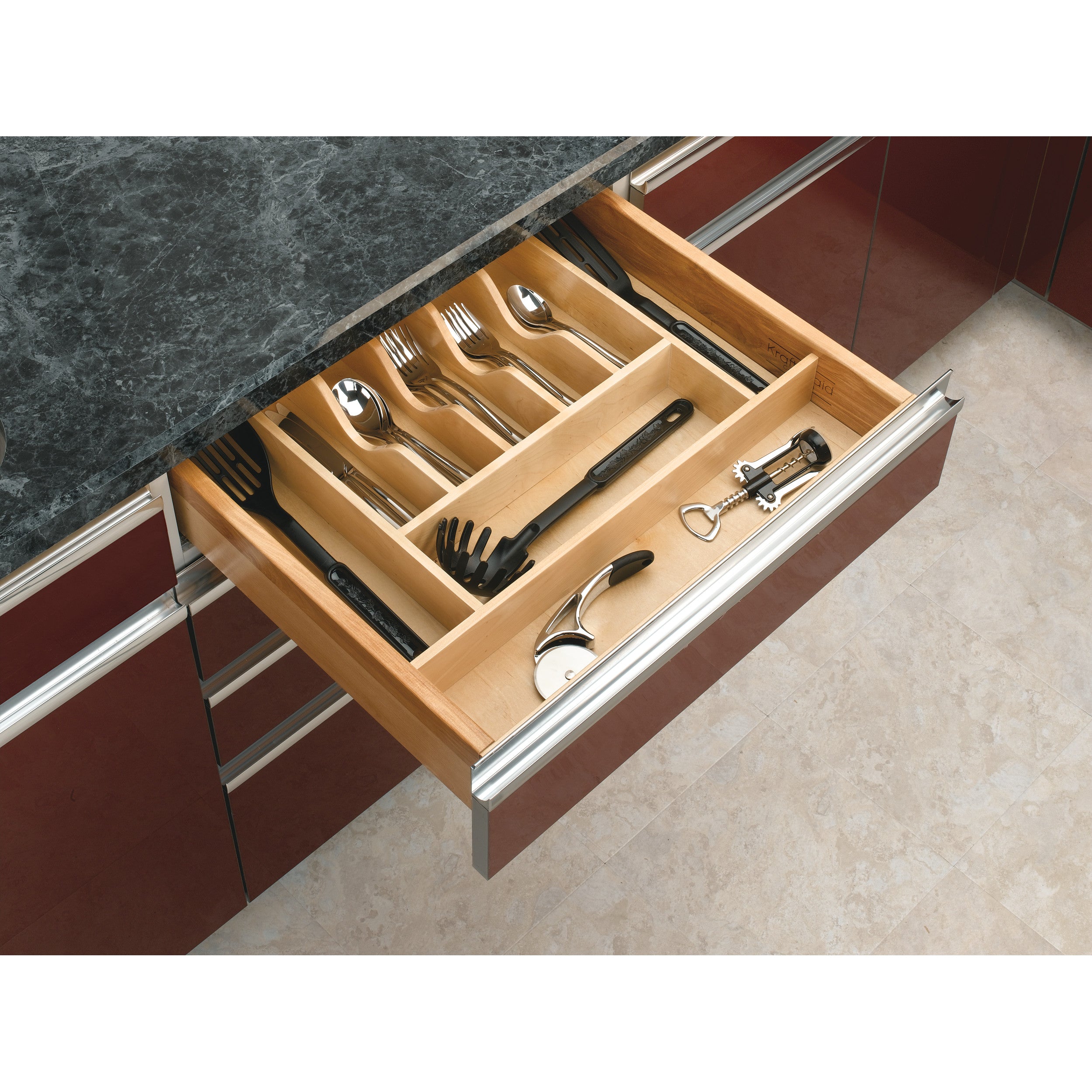 Tall Wood Cutlery Tray Insert Natural  20.63 in (524 mm) W x 22 in (559 mm) D x 2.88 in (73 mm) H