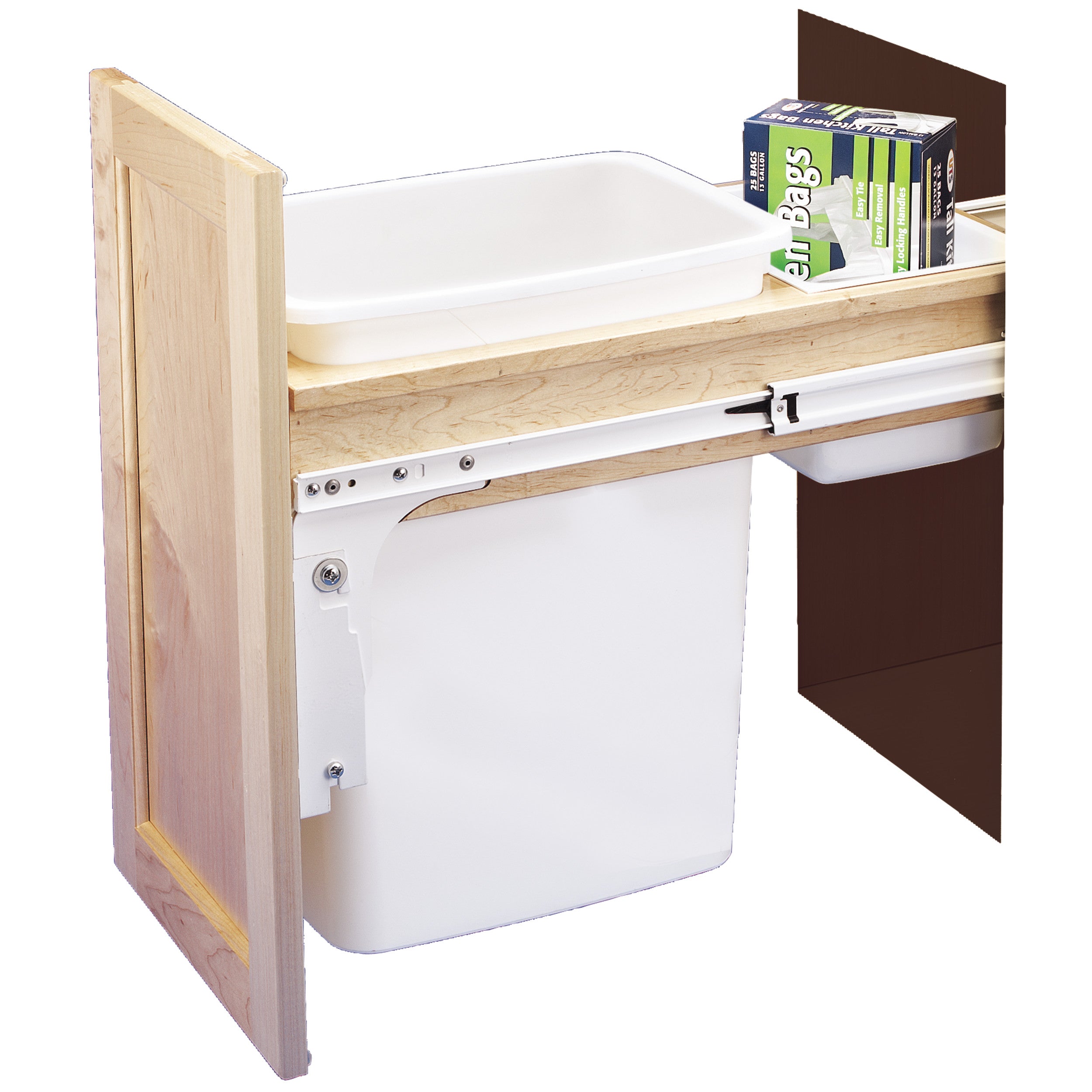 35 Qrt Top mount Waste Container (1-3/4" faceframe) Natural  11.5 in (292 mm) W x 22.25 in (565 mm) D x 17.88 in (454 mm) H