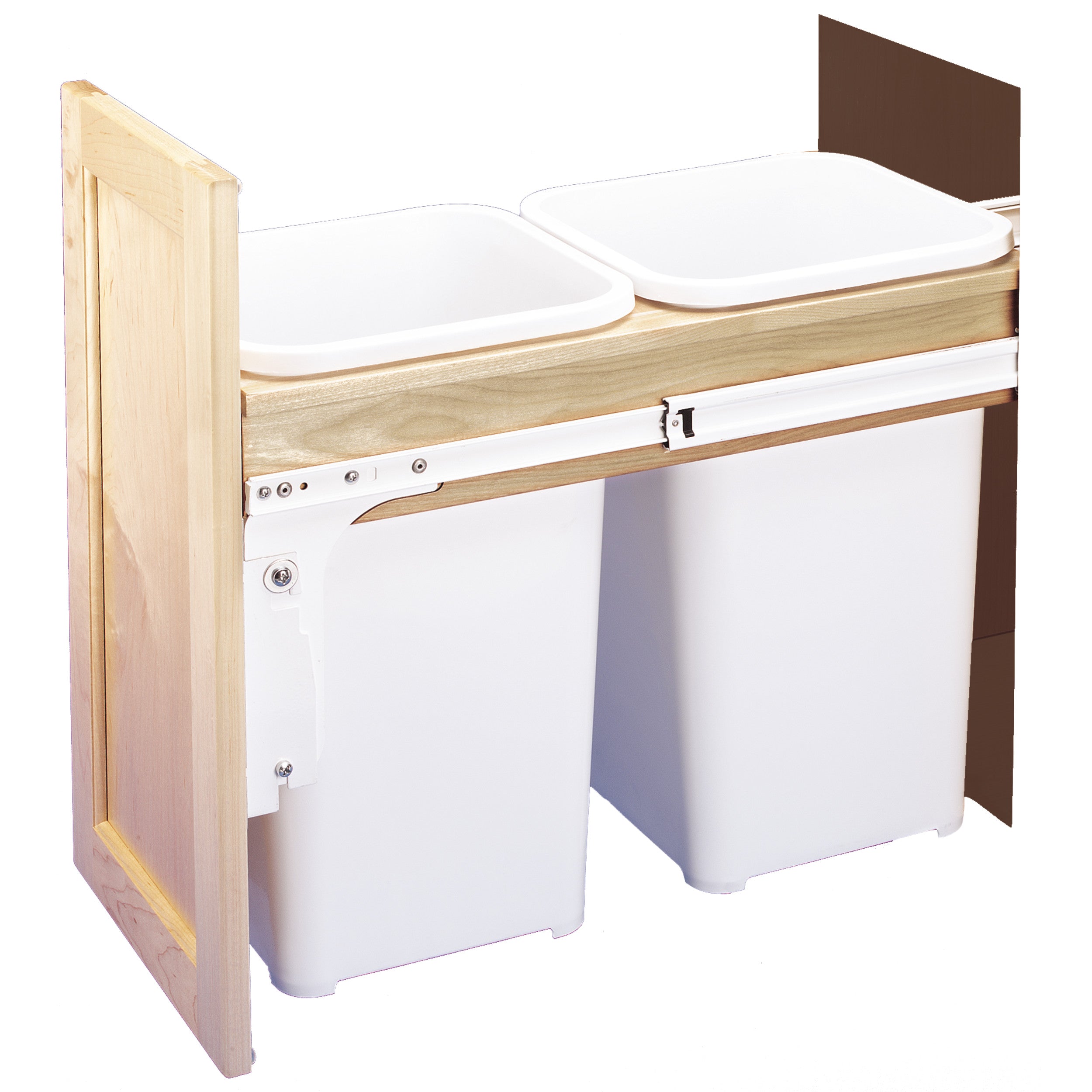 Double 27 Qrt Top mount Waste Container (1-5/8" faceframe) Natural  11.75 in (298 mm) W x 23.25 in (591 mm) D x 17.88 in (454 mm) H