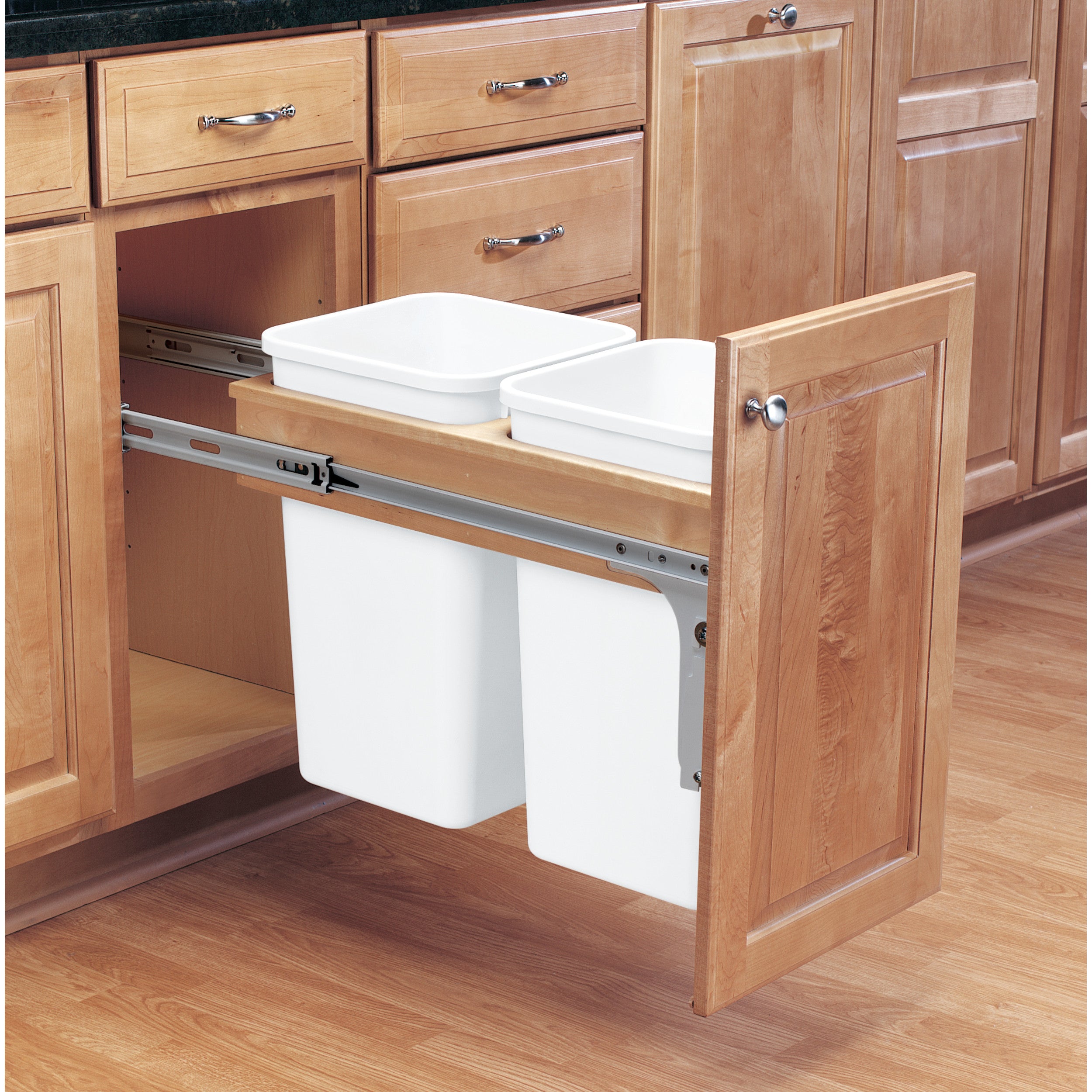 Double 27 Qrt Top mount Waste Container (1-5/8" faceframe) Natural  11.75 in (298 mm) W x 23.25 in (591 mm) D x 17.88 in (454 mm) H