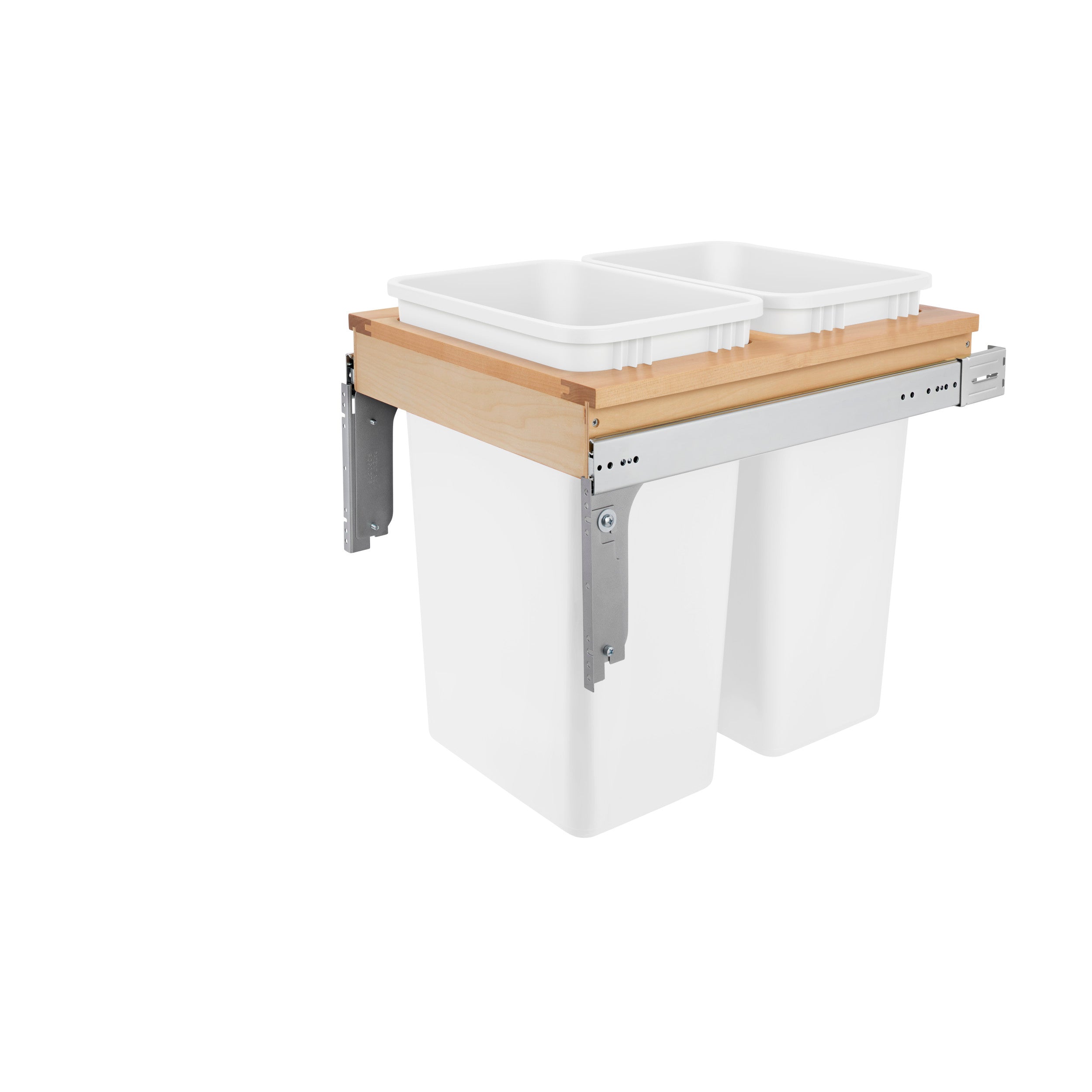 Double 50 Qrt Top mount Waste Container (1-1/2" faceframe) Natural  18 in (457 mm) W x 23.25 in (591 mm) D x 21.75 in (552 mm) H