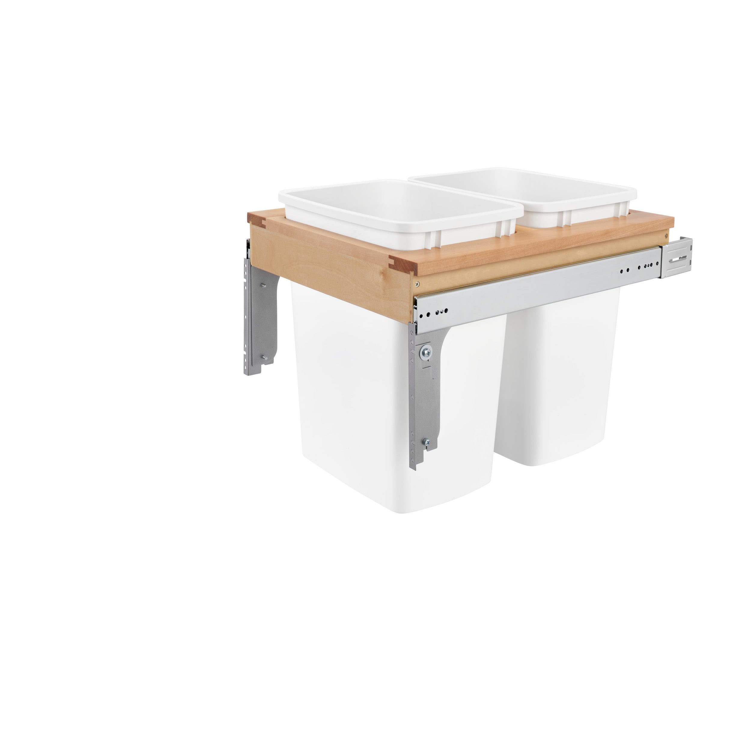 Double 35 Qrt Top mount Waste Container (1-5/8" faceframe) Natural  17.75 in (451 mm) W x 22.75 in (578 mm) D x 17.88 in (454 mm) H