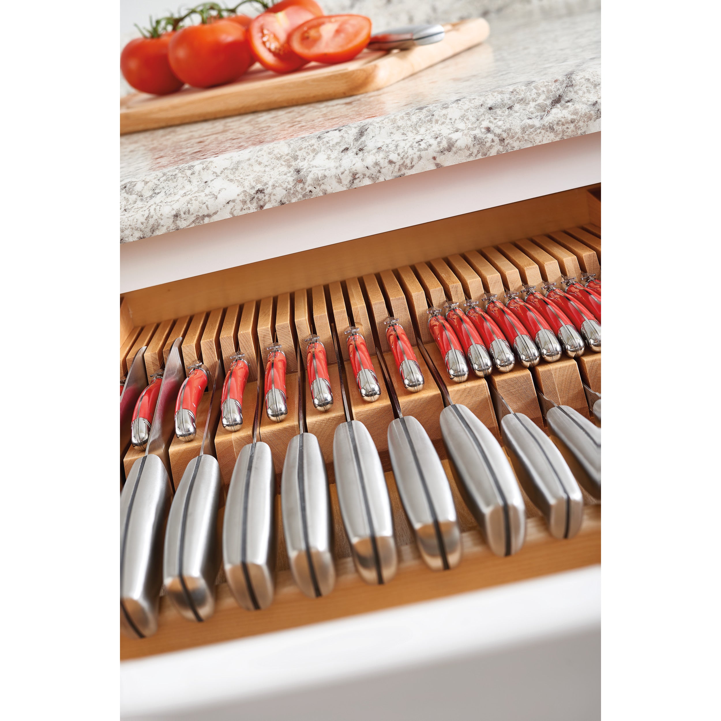 Double Knife Block Drawer Insert-Wood Natural  18.5 in (470 mm) W x 22 in (559 mm) D x 2 in (51 mm) H